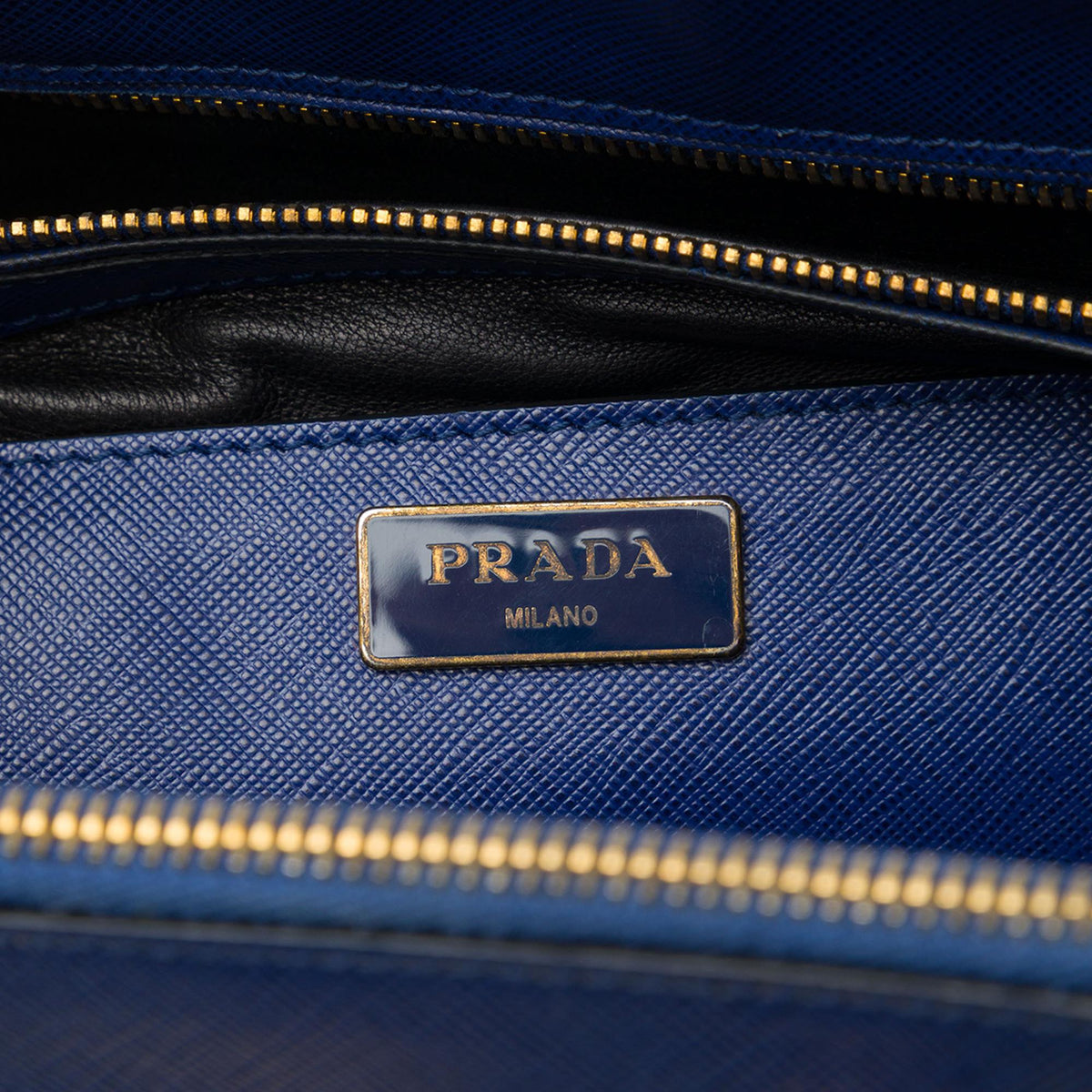 Prada Saffiano Turnlock Double Zip Studded Tote