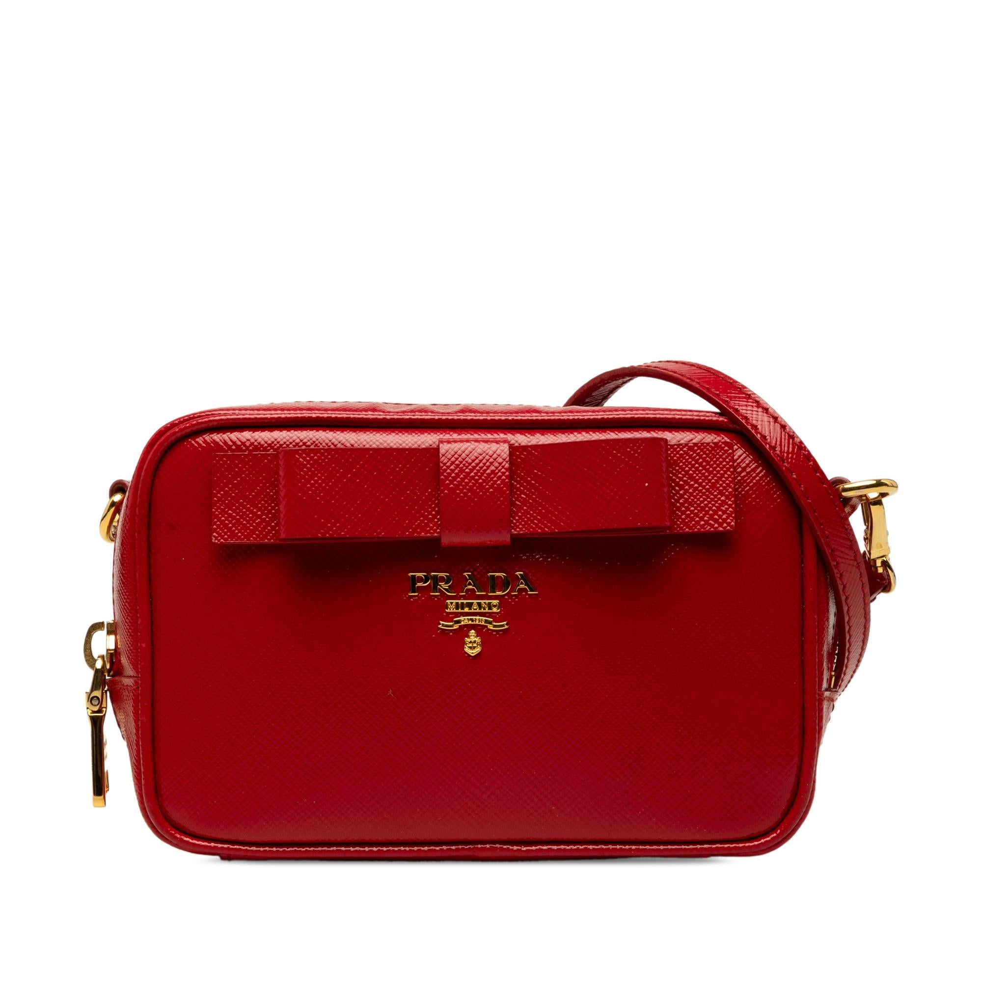 Prada Saffiano Vernice Bow Camera Bag