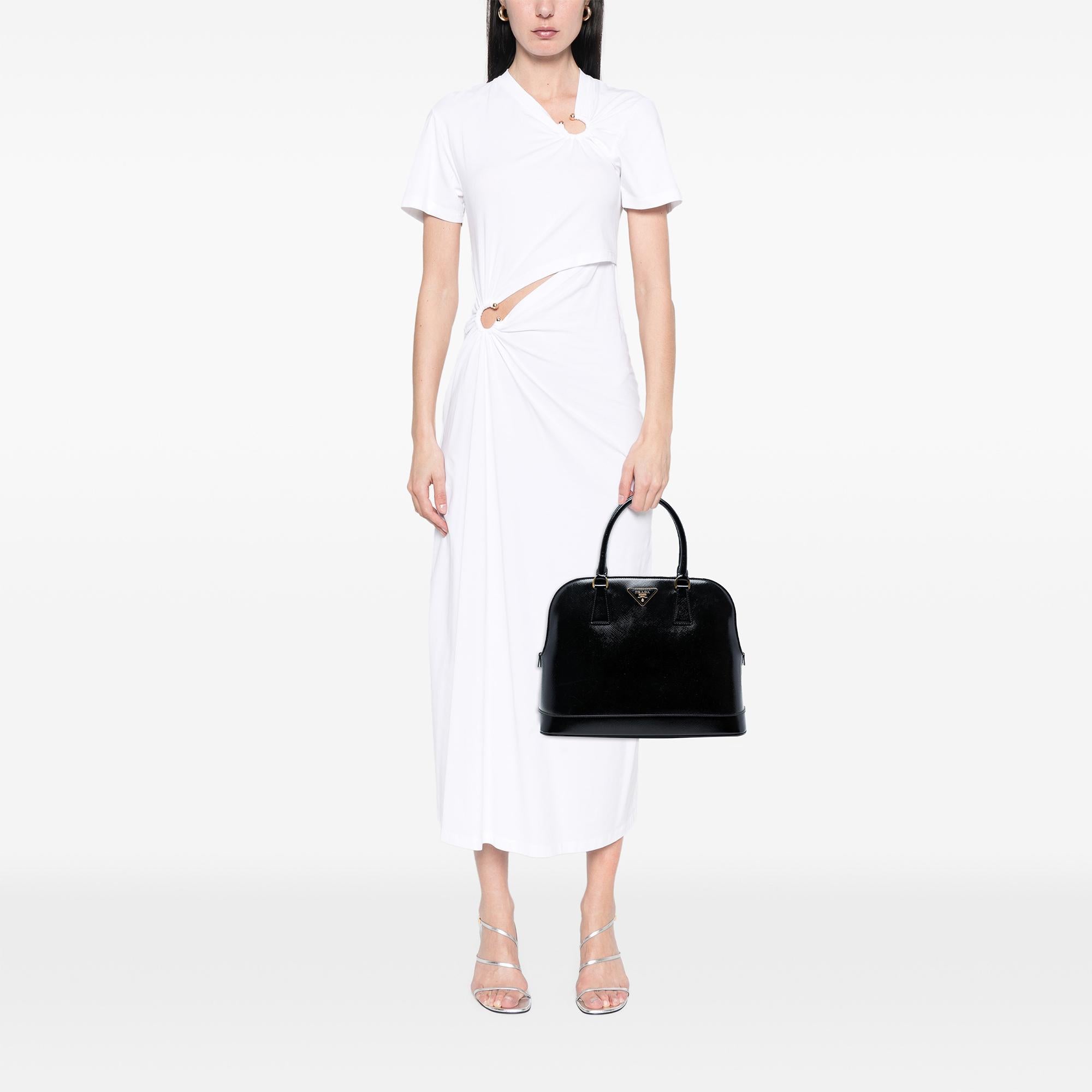 Prada Saffiano Vernice Promenade Dome Satchel