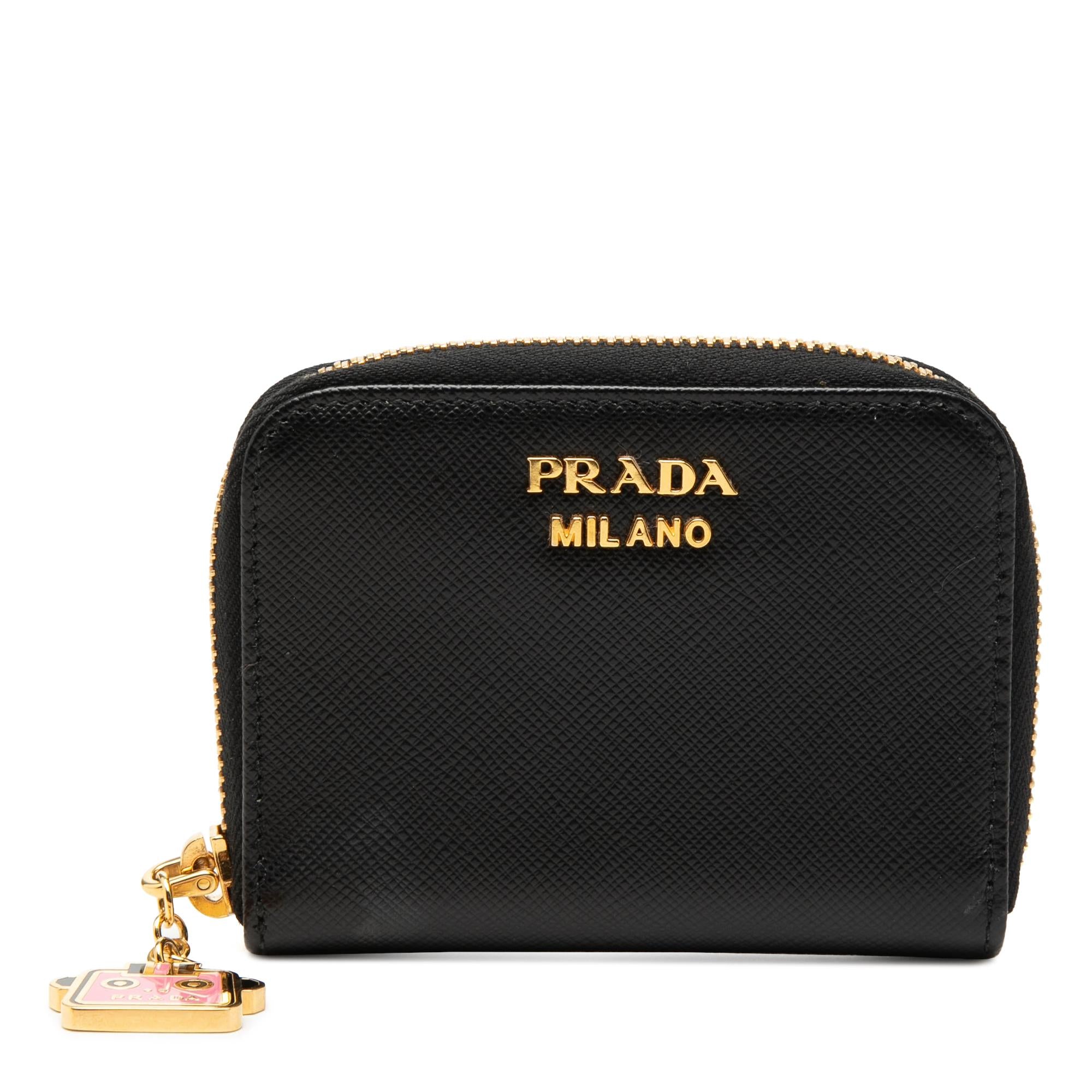 Prada Saffiano Zip Around Coin Pouch