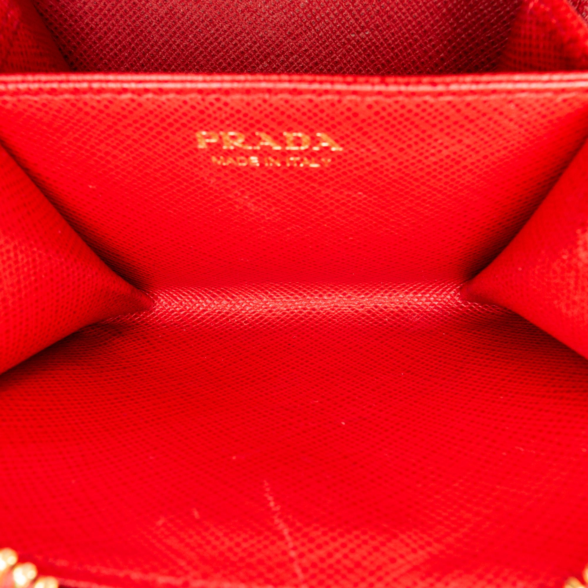 Prada Saffiano Zip Around Compact Wallet (SHG-36835)
