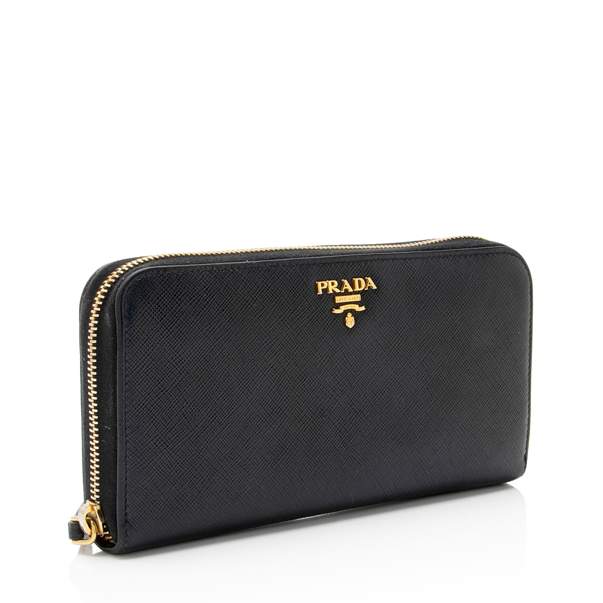 Prada Saffiano Zip Around Large Wallet