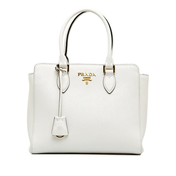 White Prada Saffiano Soft Calf Crossbody Bag