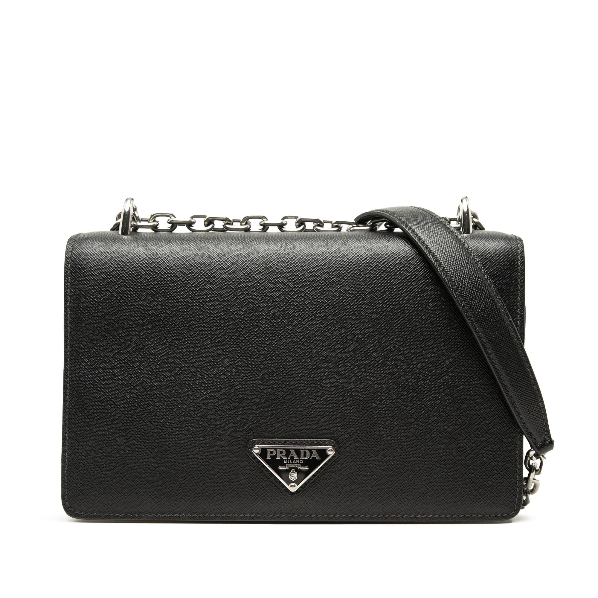 Prada Saffiano and Tessuto Chain Crossbody