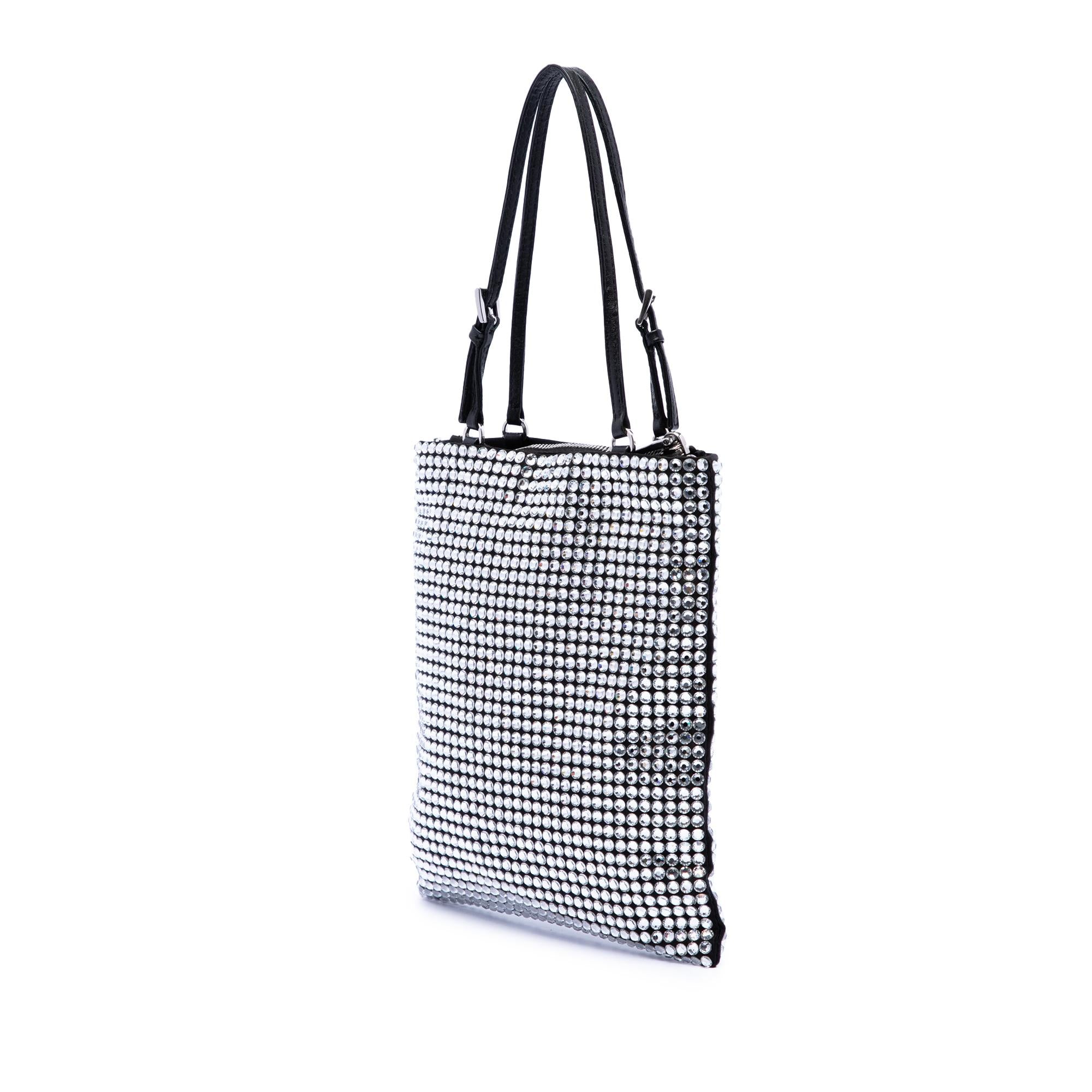 Prada Satin Crystal Embellished Chain Flat Tote