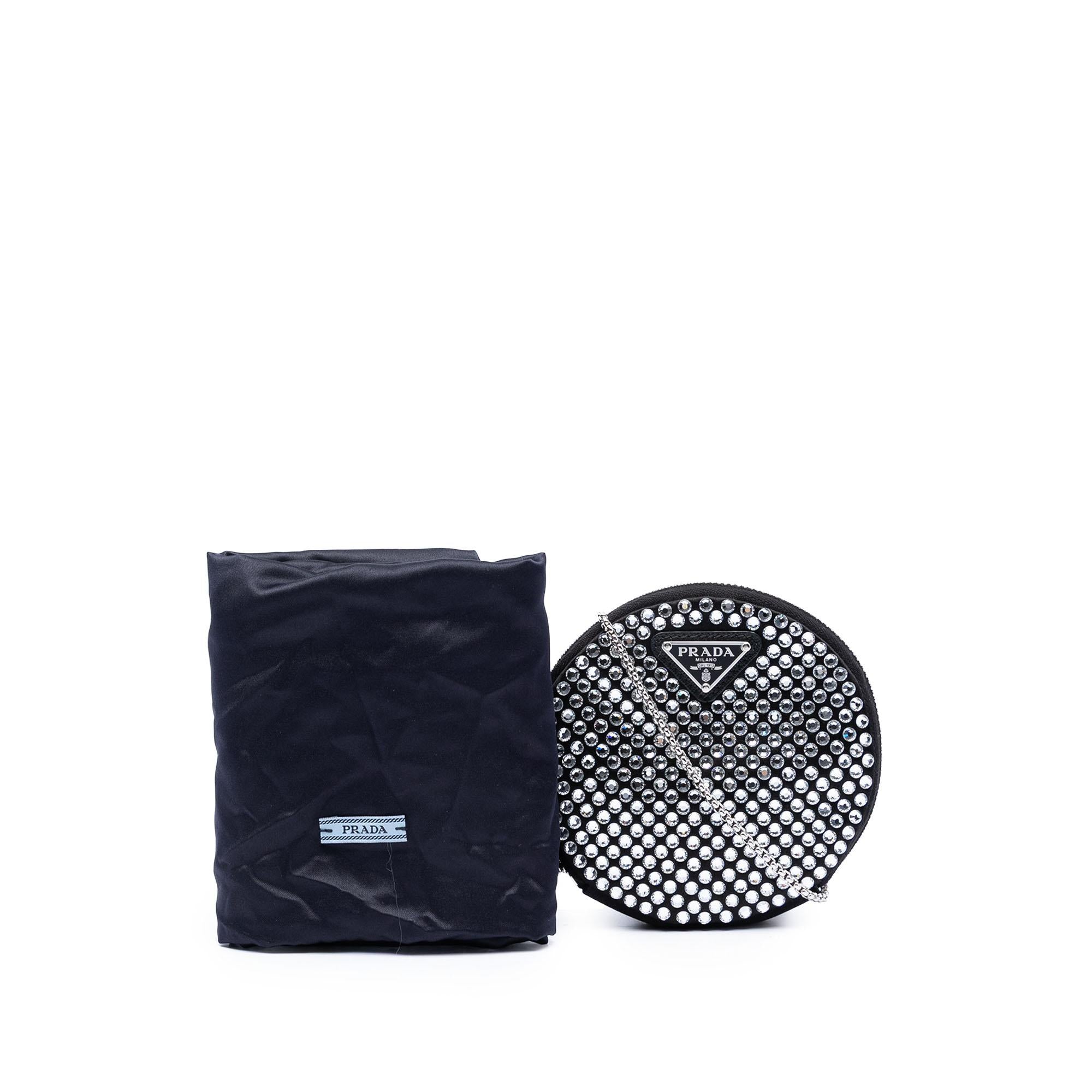Prada Satin Crystal Round Chain Crossbody