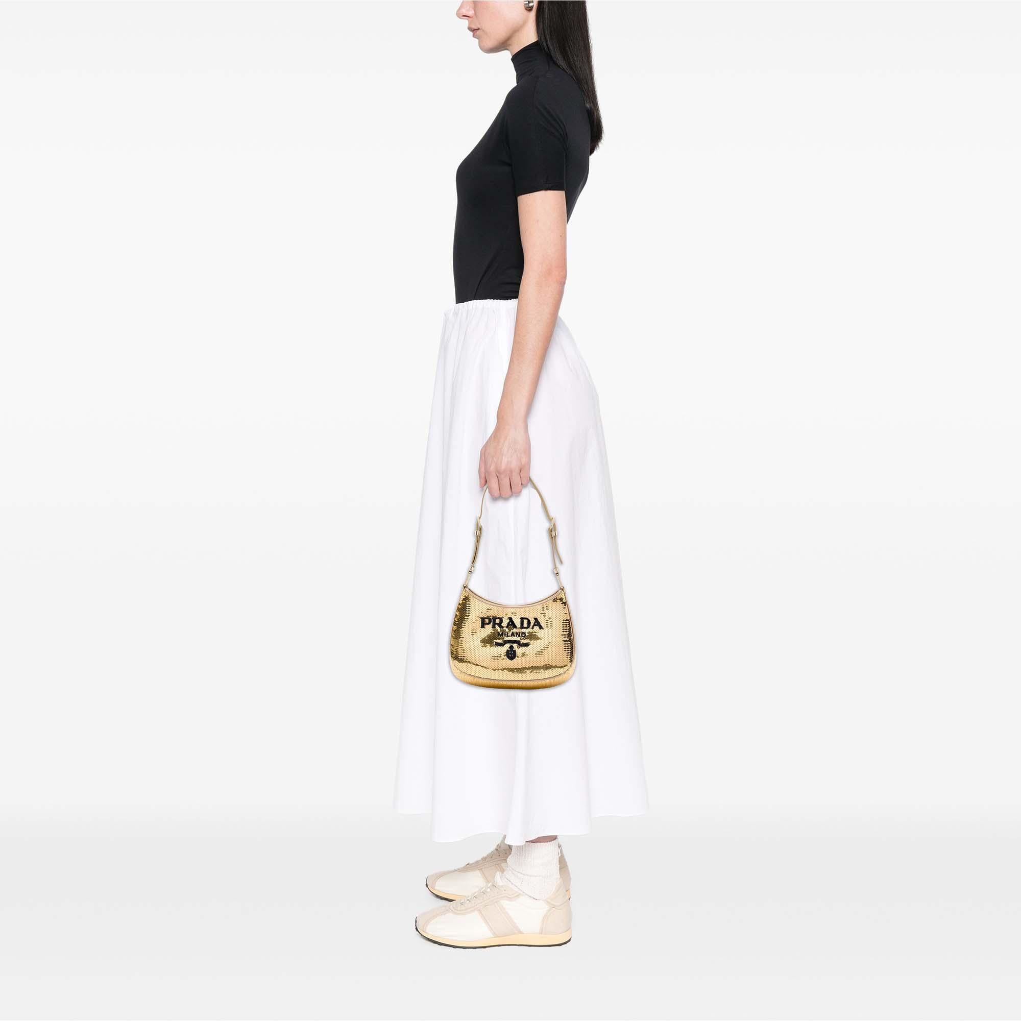 Prada Sequin Embellished Satin Cleo Shoulder Bag
