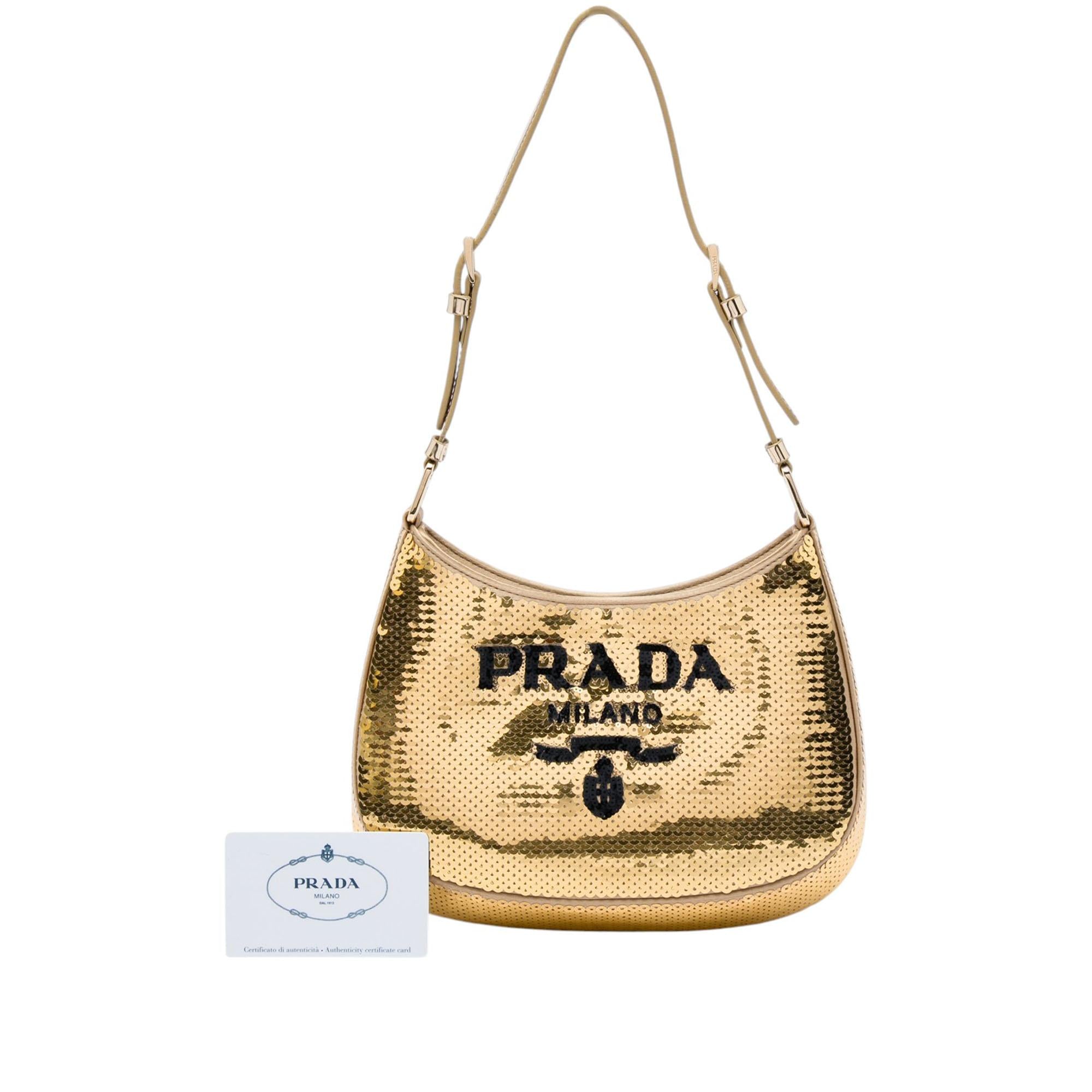 Prada Sequin Embellished Satin Cleo Shoulder Bag