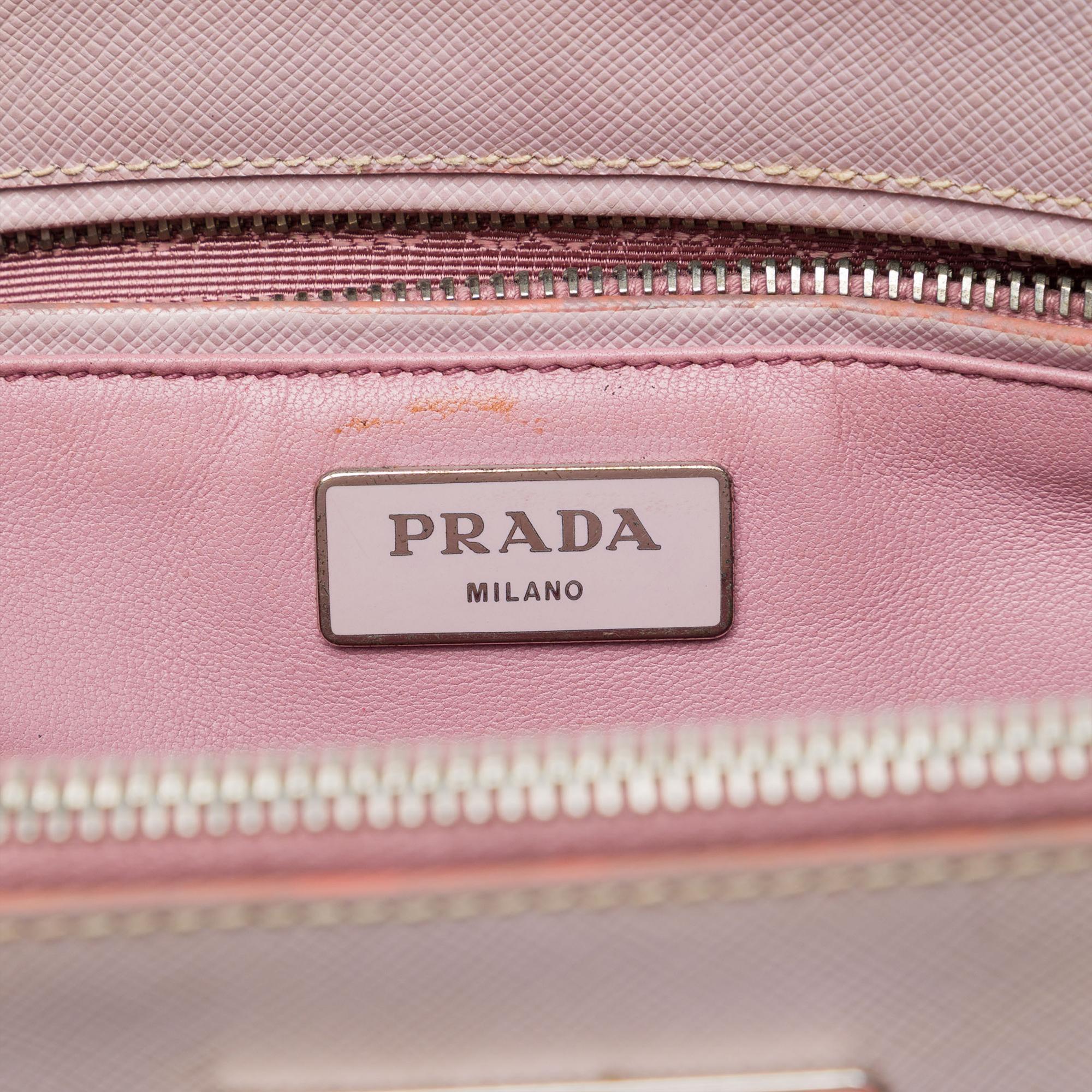 Prada Small Bicolor Saffiano Galleria Double Zip Satchel