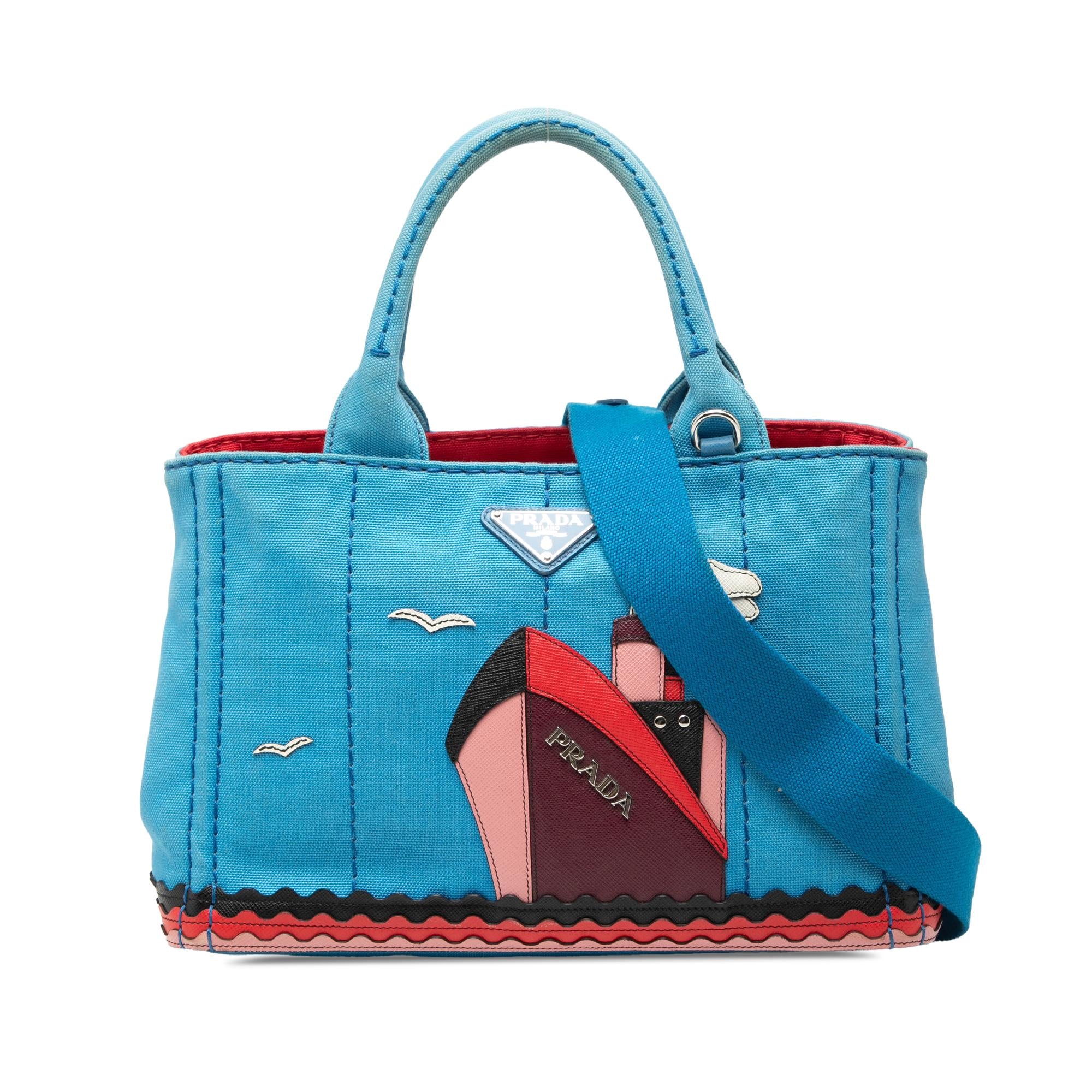 Prada Small Canvas Canapa Nautical Patch Satchel