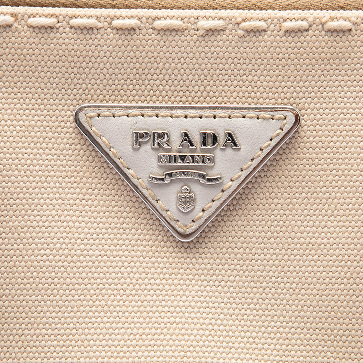 Prada Small Canvas and City Calf Stitch Galleria Double Zip Satchel