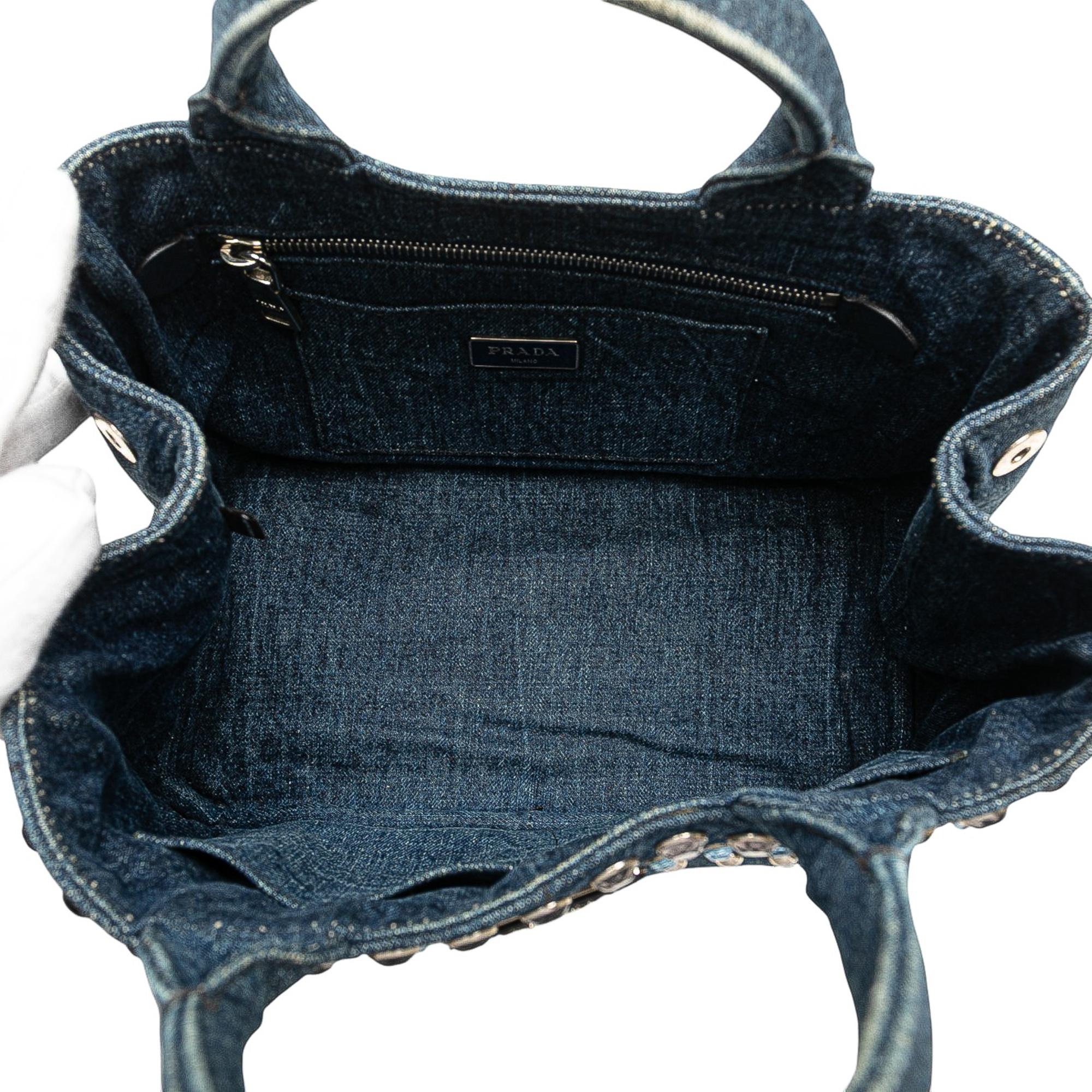 Prada Small Denim Canapa Bijoux Satchel