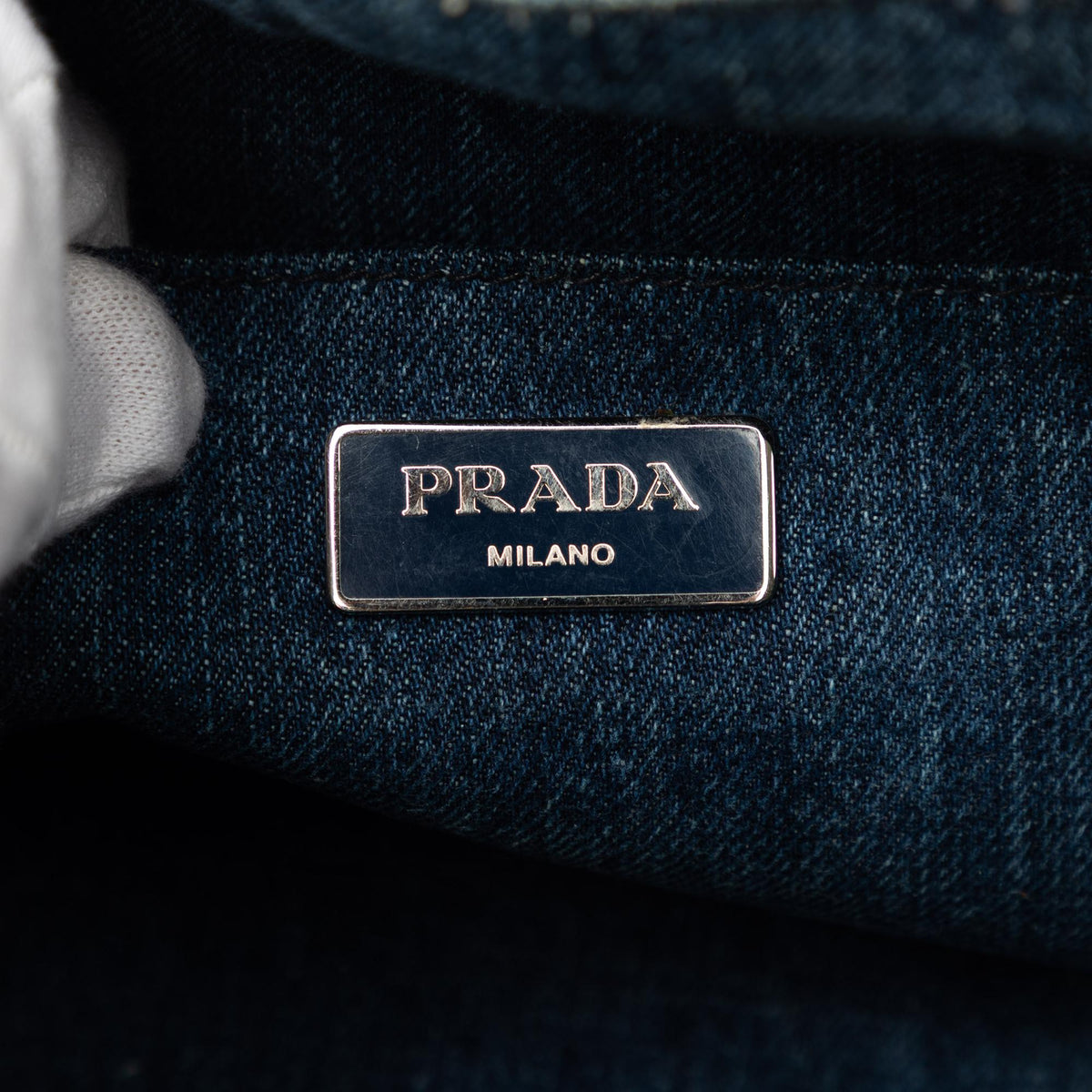 Prada Small Denim Canapa Bijoux Satchel