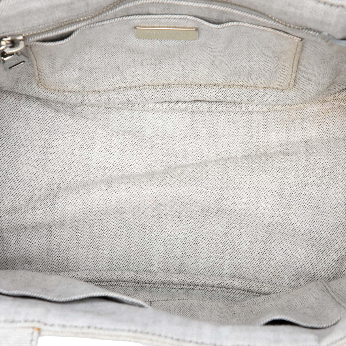 Prada Small Denim Canapa Bijoux and Grommet Satchel