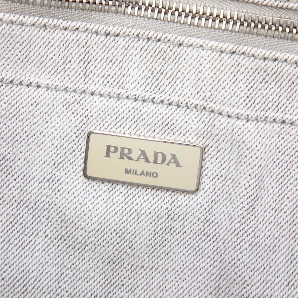 Prada Small Denim Canapa Bijoux and Grommet Satchel