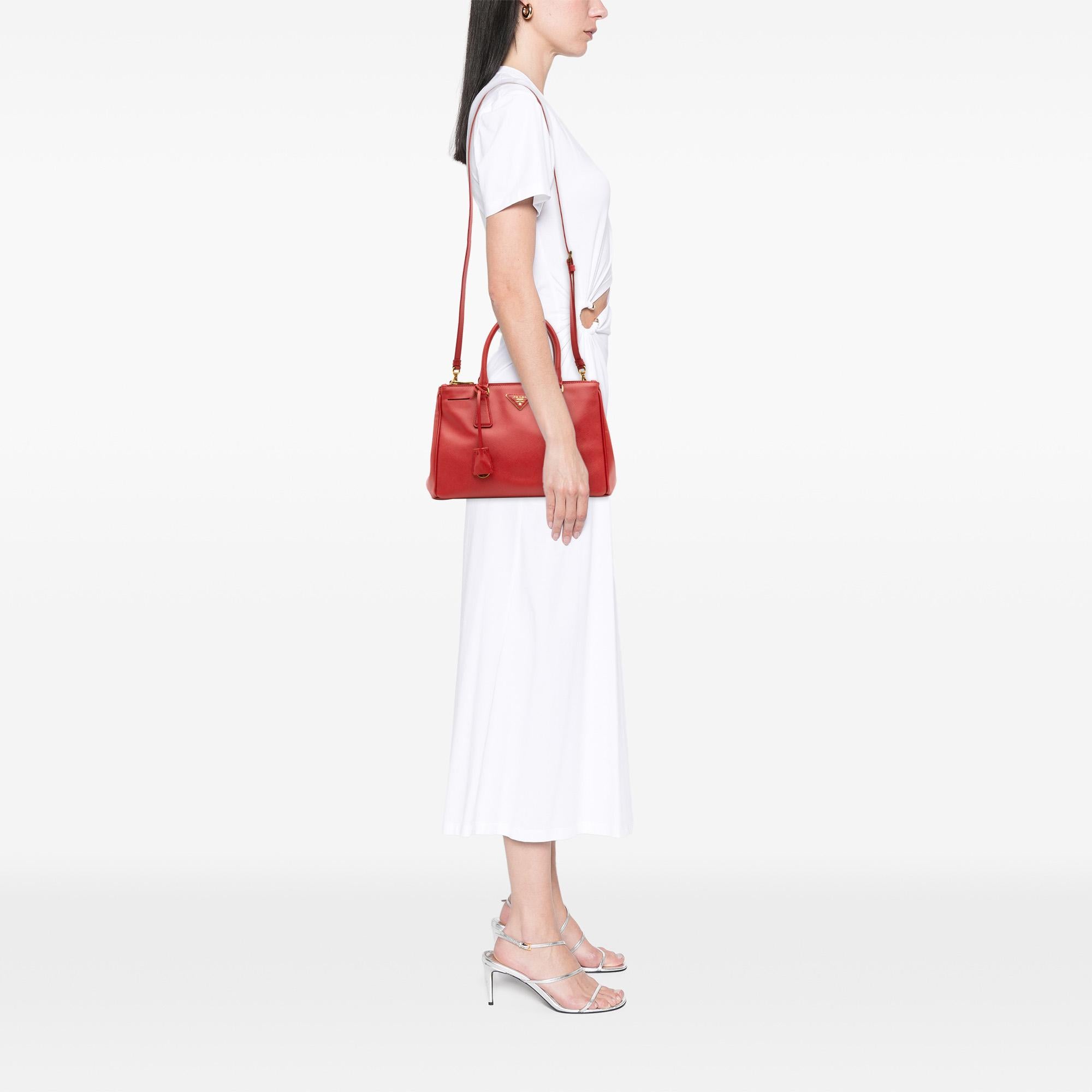 Prada Small Saffiano Lux Galleria Double Zip Satchel