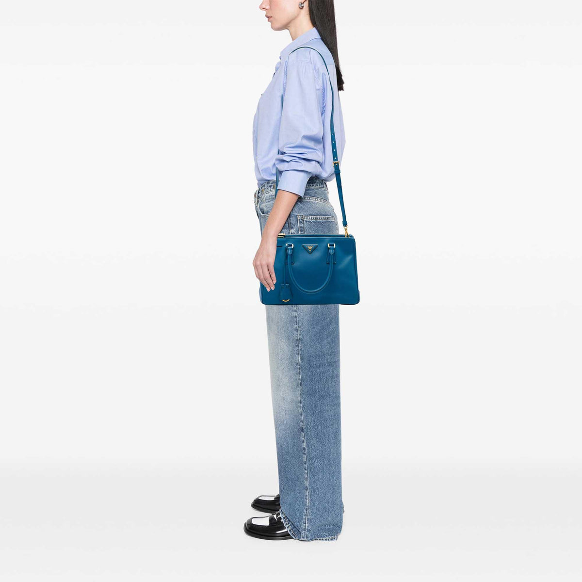 Prada Small Saffiano Lux Galleria Double Zip Satchel