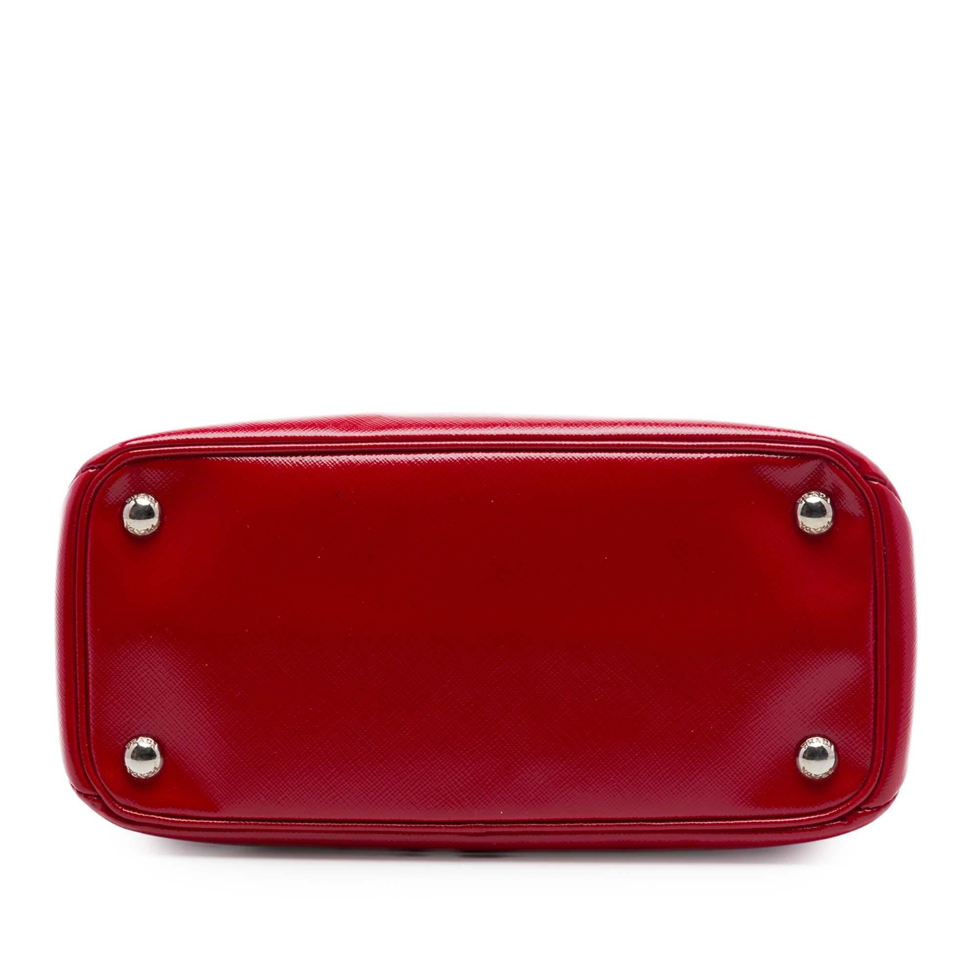 Prada Small Saffiano Vernice Turnlock Twin Satchel