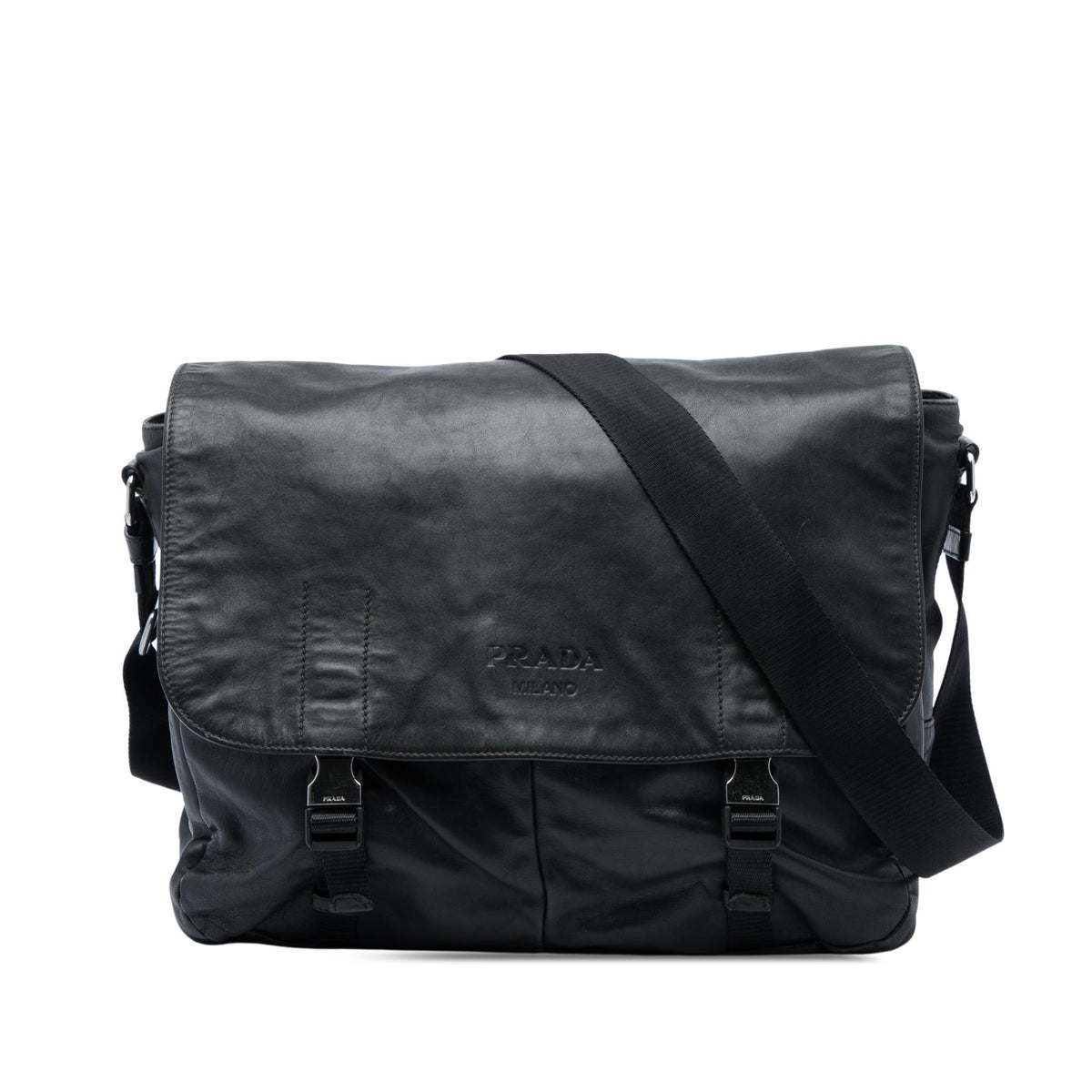 Prada Soft Calf Double Buckle Flap Camera Bag