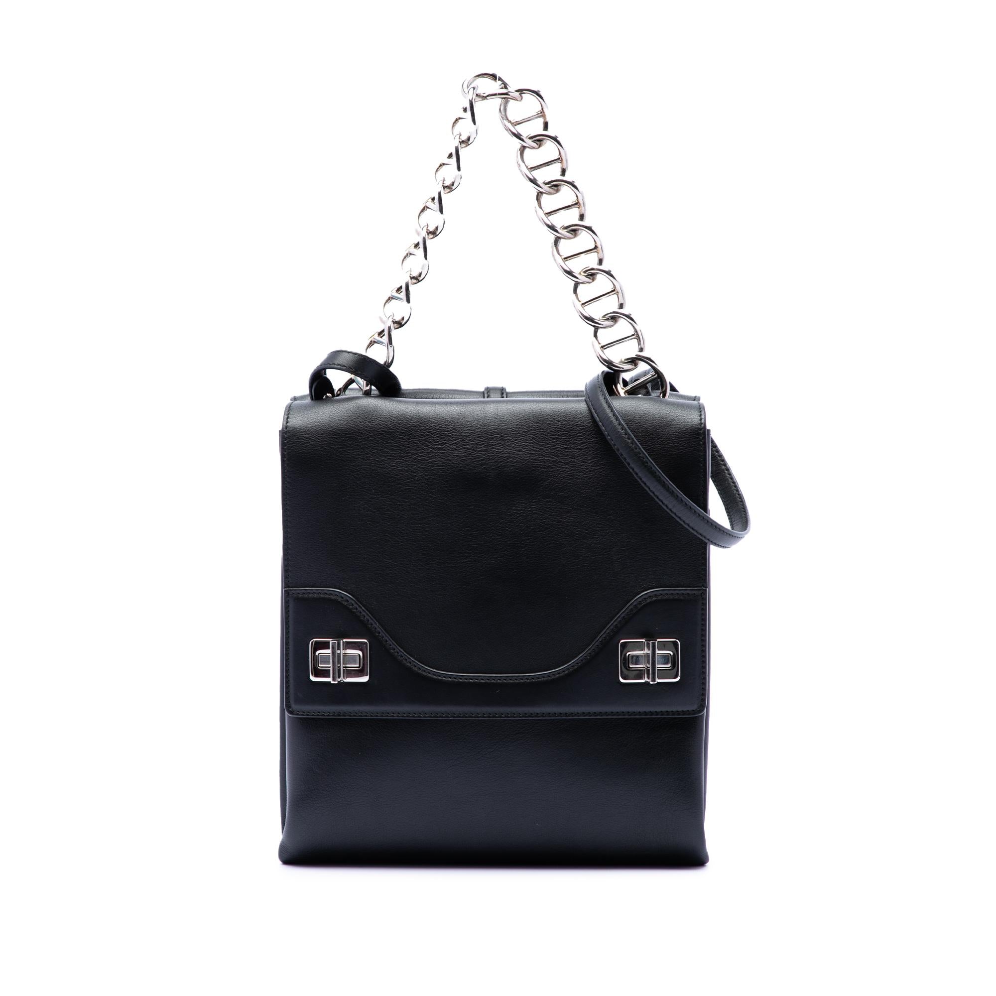Prada Soft Calf Double Turnlock Satchel
