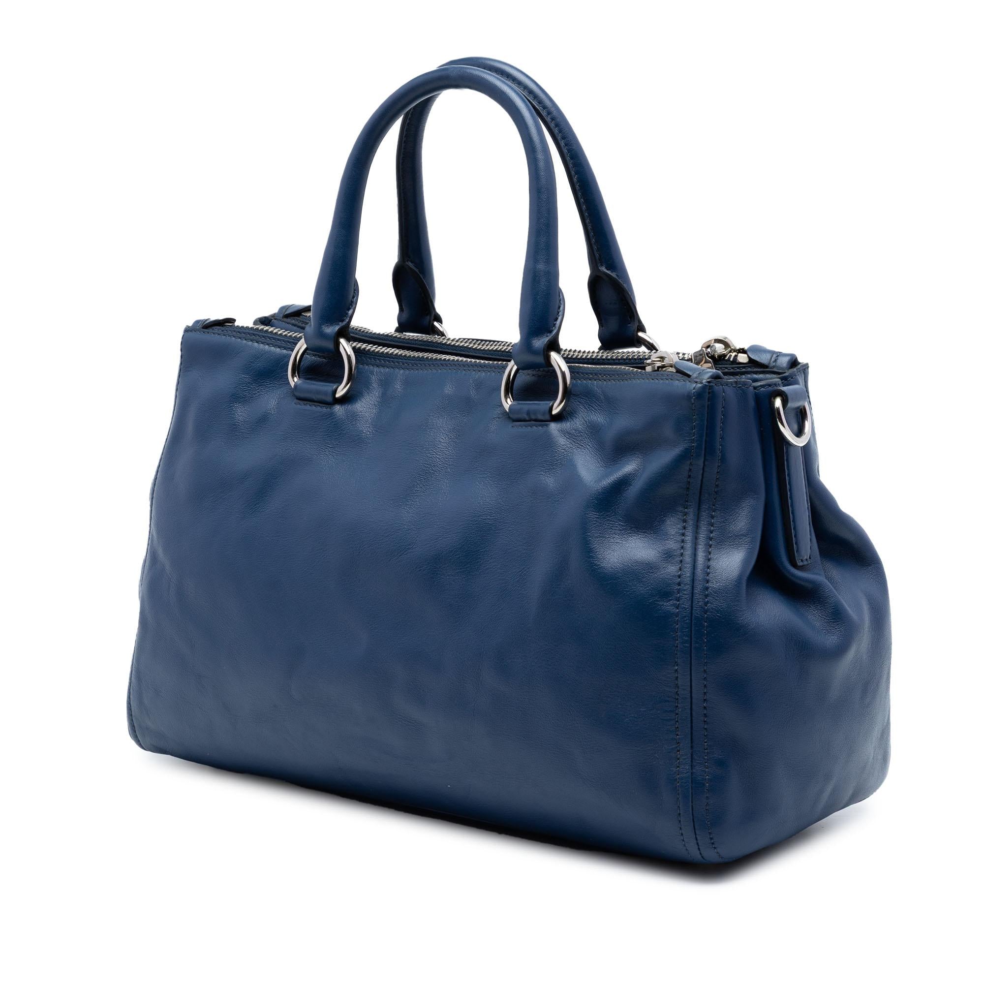 Prada Soft Calf Double Zip Convertible Tote