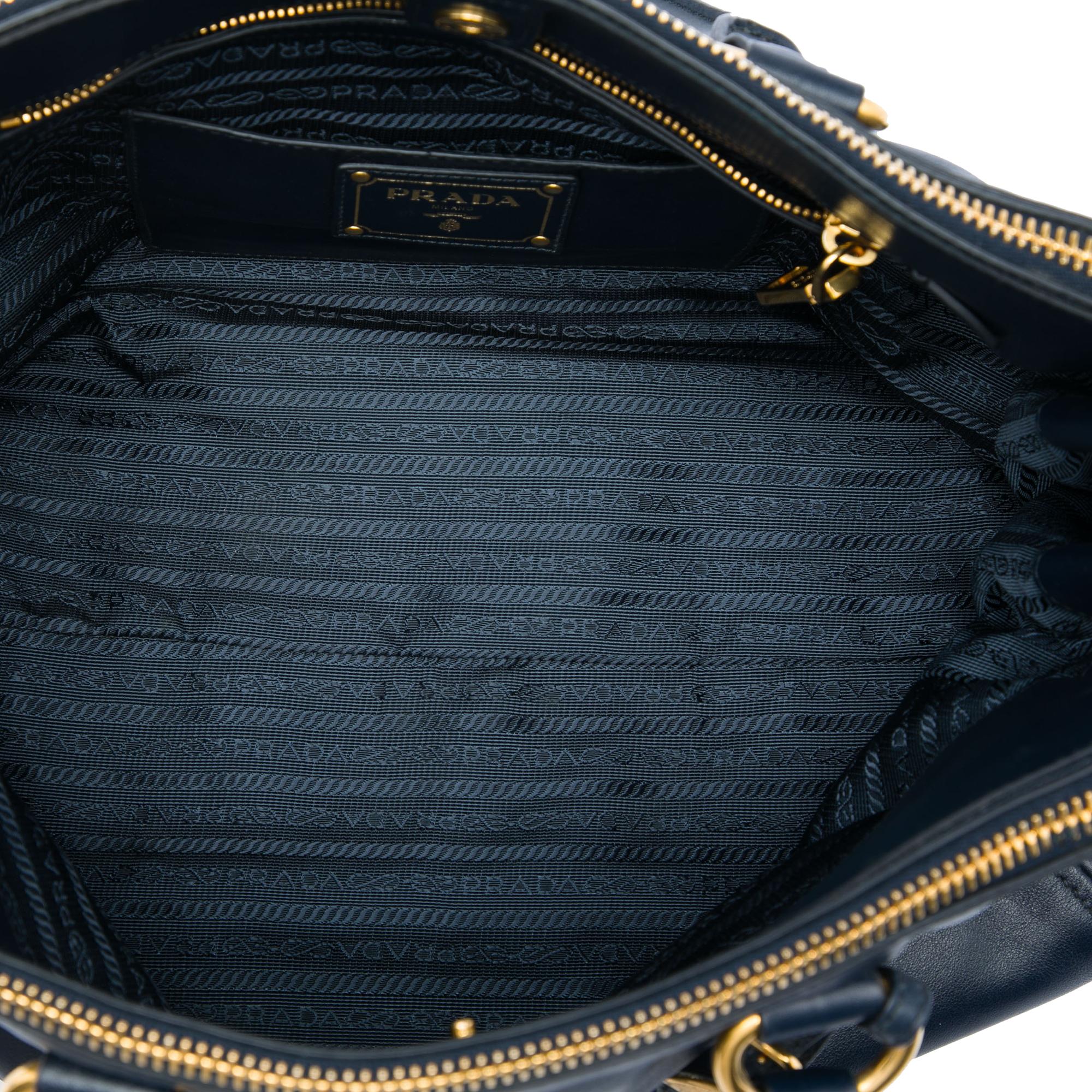 Prada Soft Calf Double Zip Convertible Tote