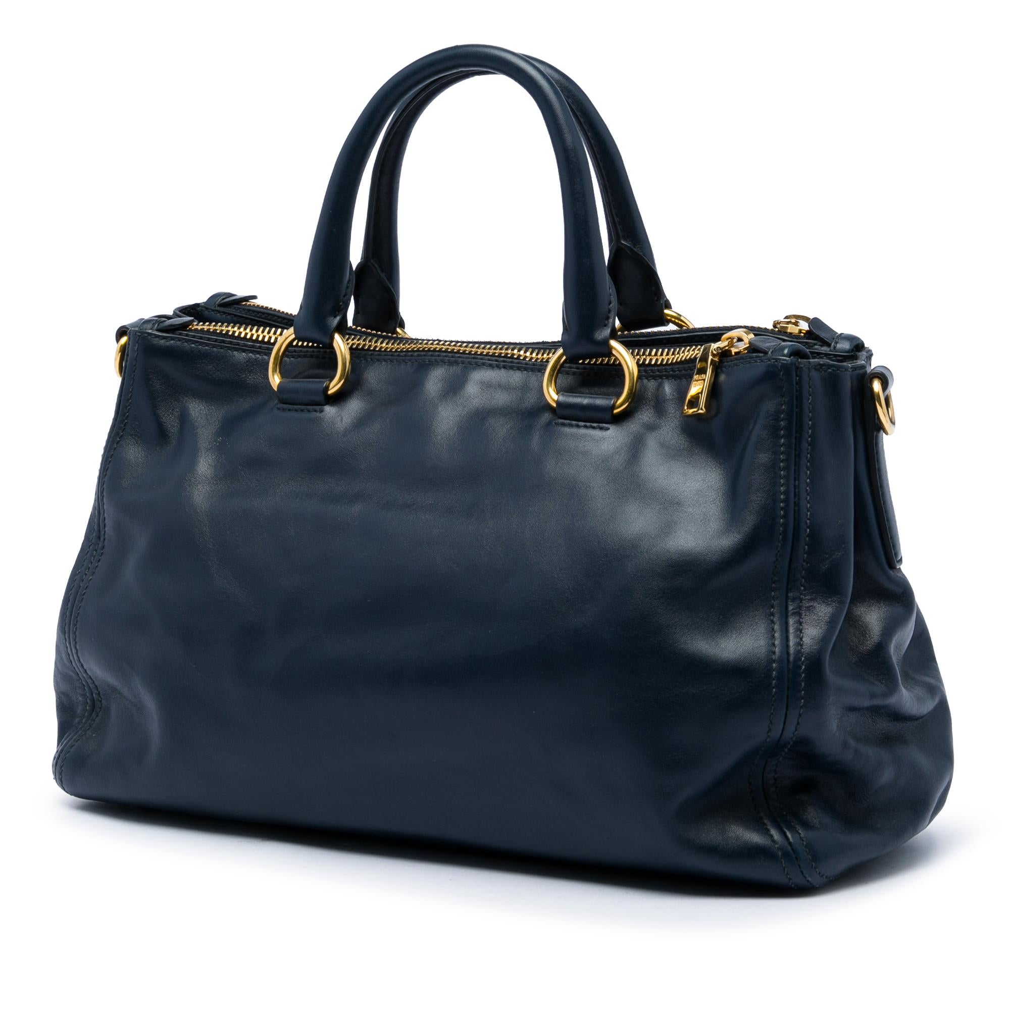 Prada Soft Calf Double Zip Convertible Tote