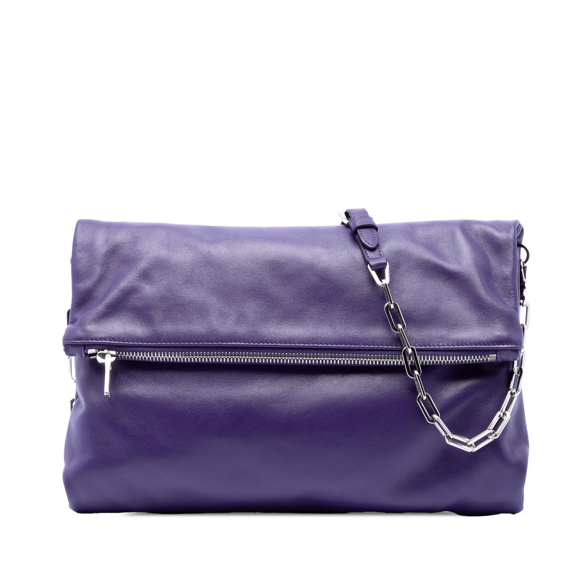 Prada Soft Calf Fold Over Shoulder Bag