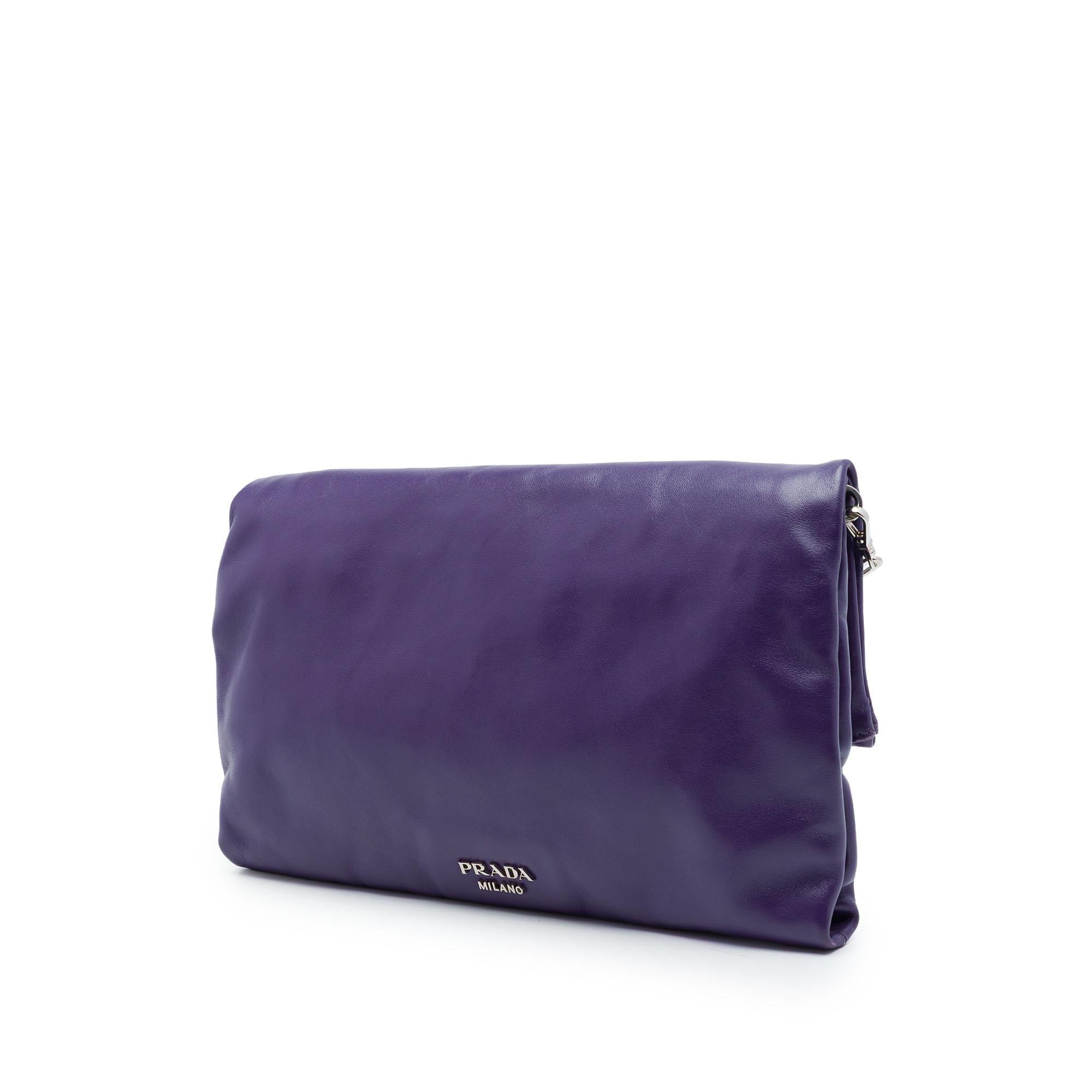 Prada Soft Calf Fold Over Shoulder Bag