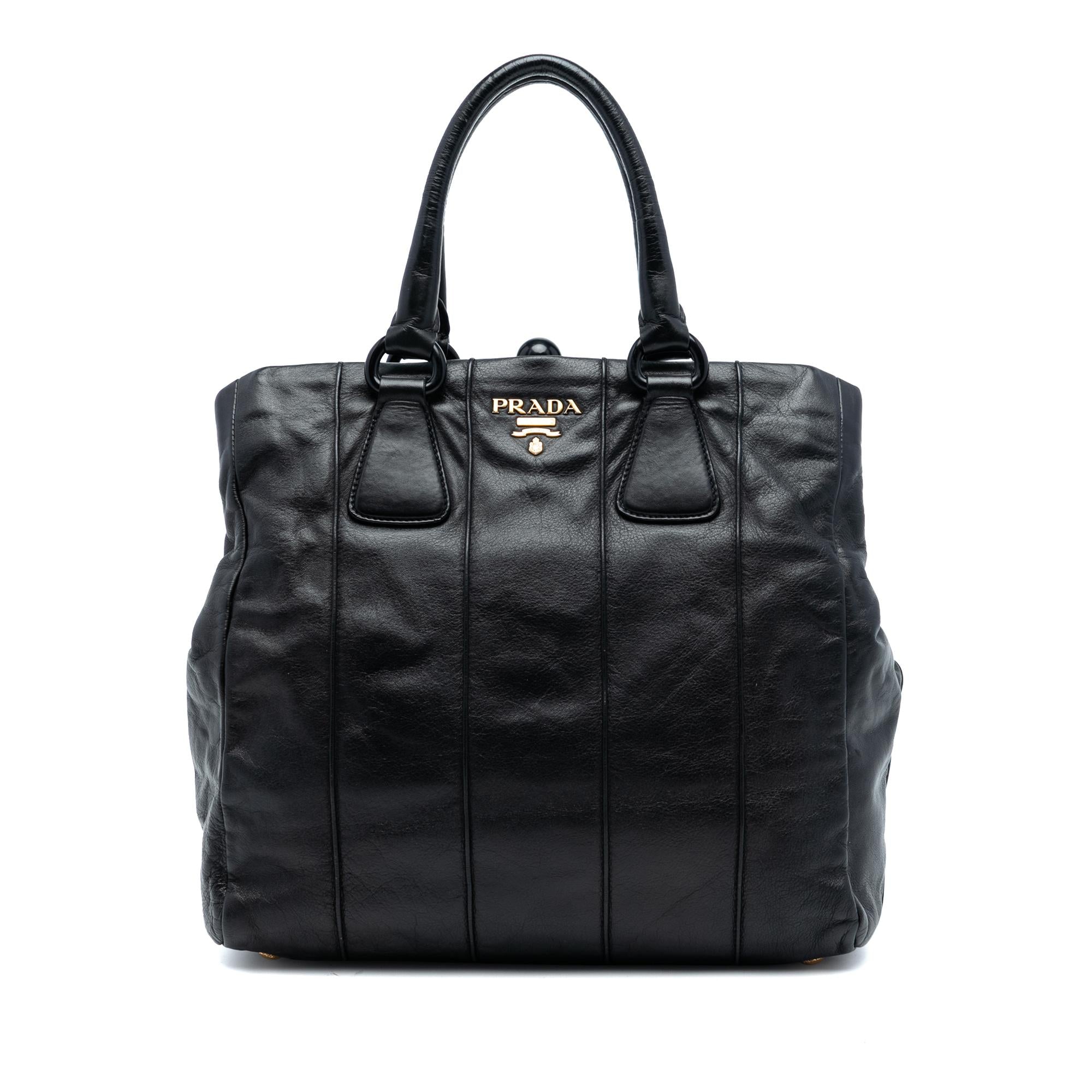 Prada Soft Calf Frame Top Handle Bag