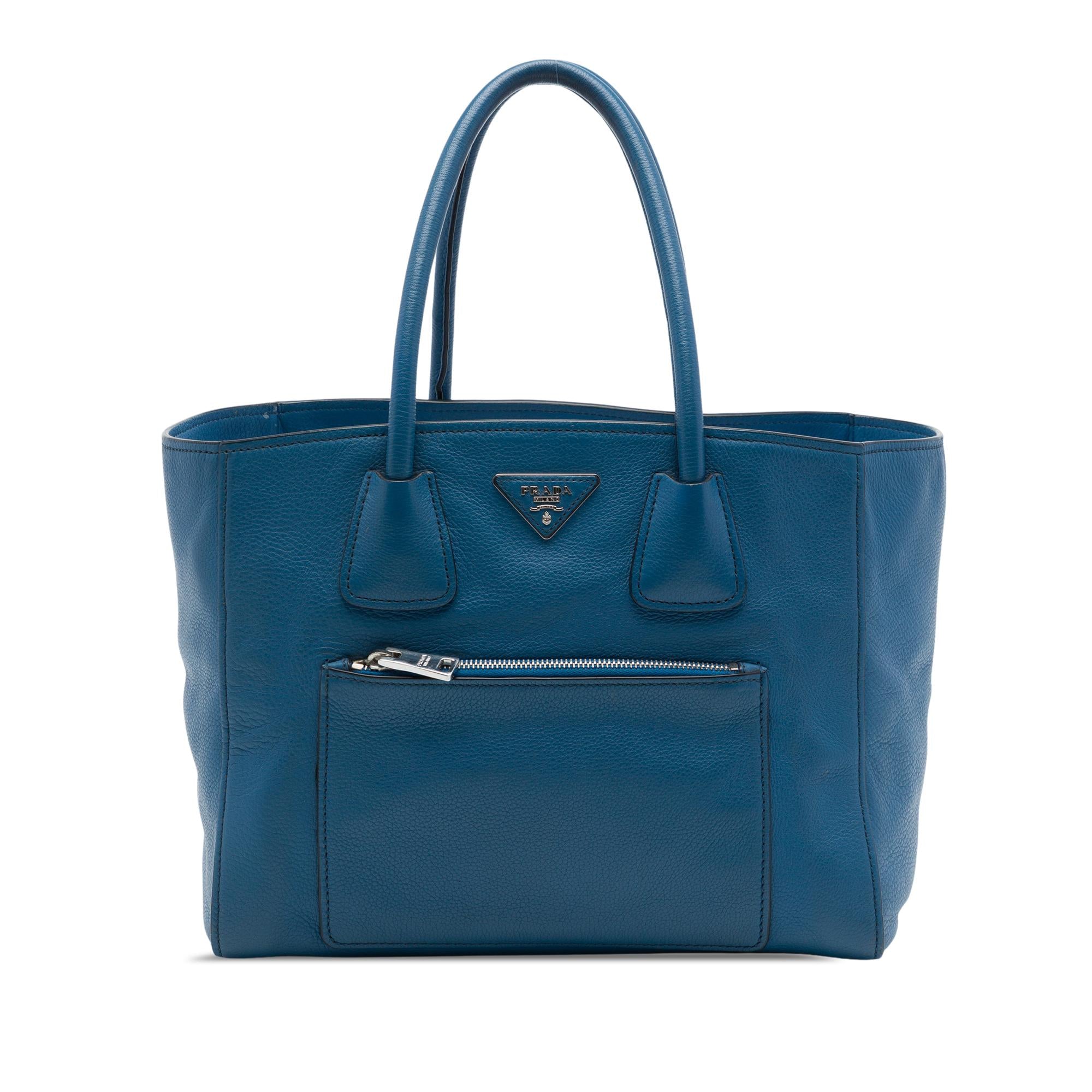 Prada Soft Calf Front Pocket Shopping Tote