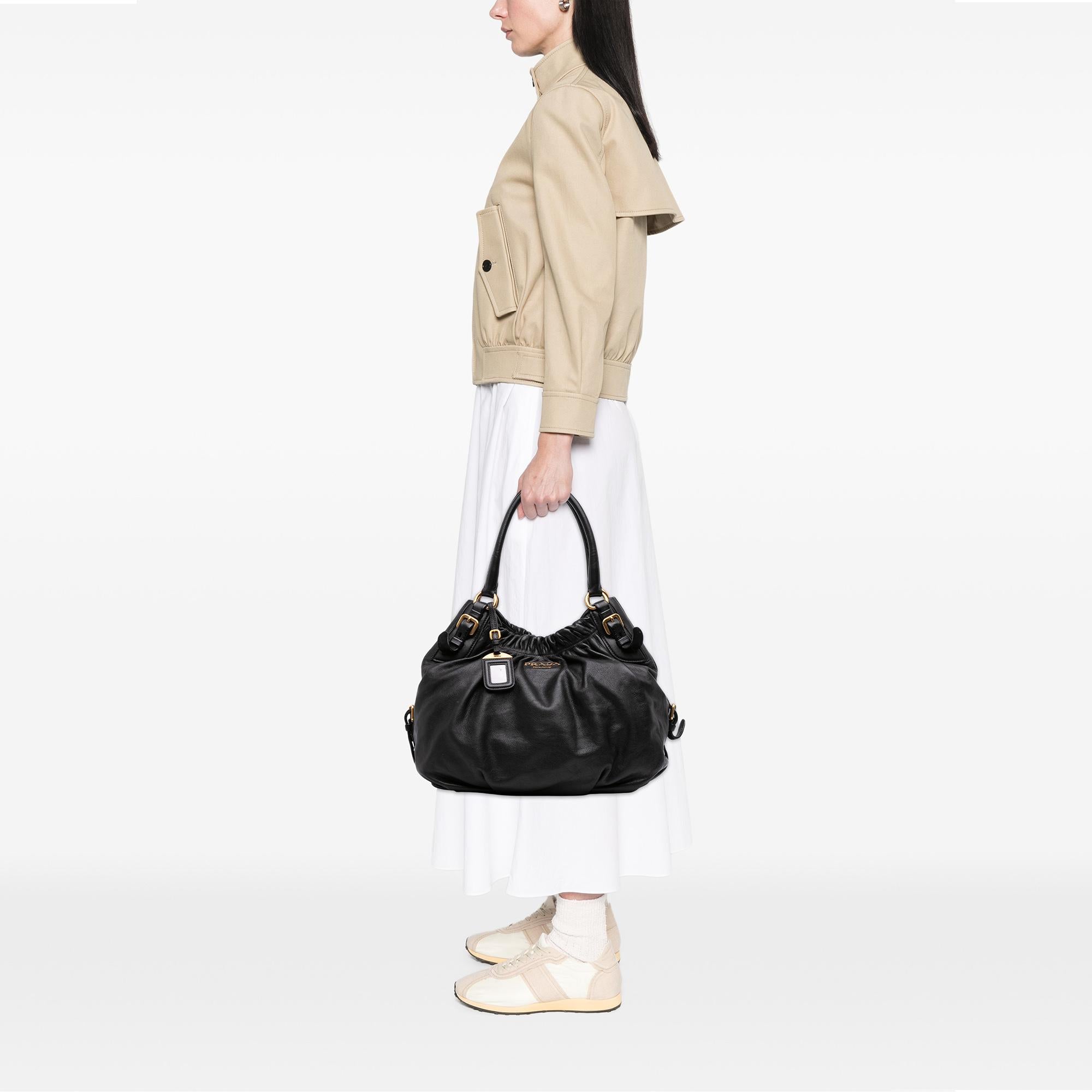 Prada Soft Calf Gathered Satchel