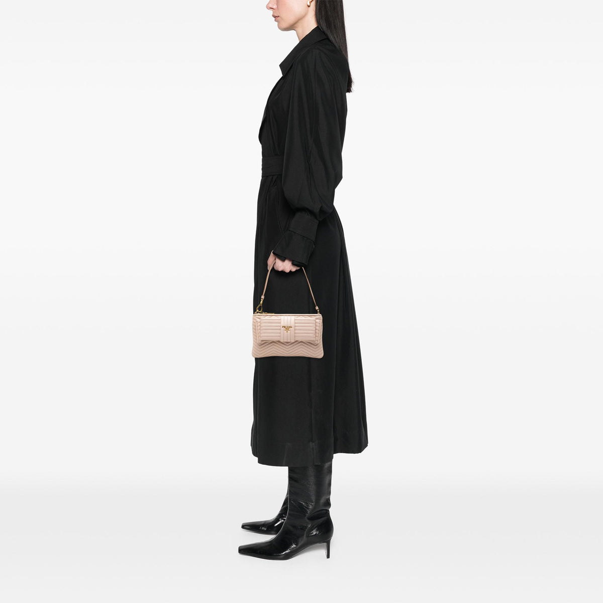 Prada Soft Calf Impunture Diagramme Bow Shoulder Bag