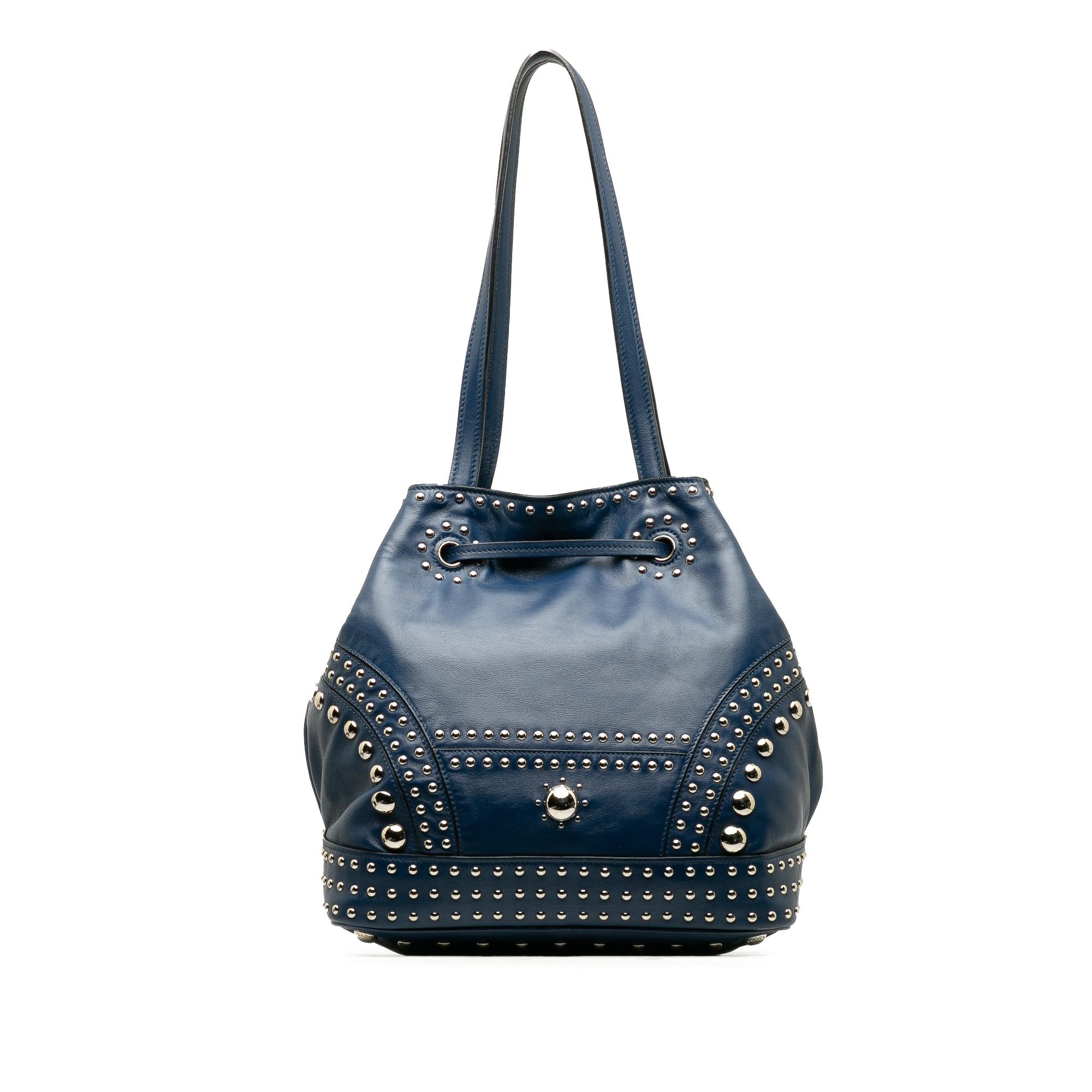 Prada Soft Calf Studded Bucket Bag (SHG-381Kw2)