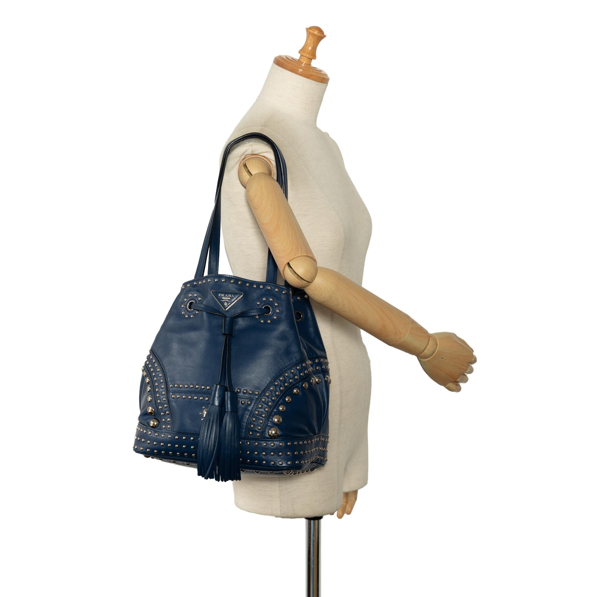 Prada Soft Calf Studded Bucket Bag (SHG-381Kw2)