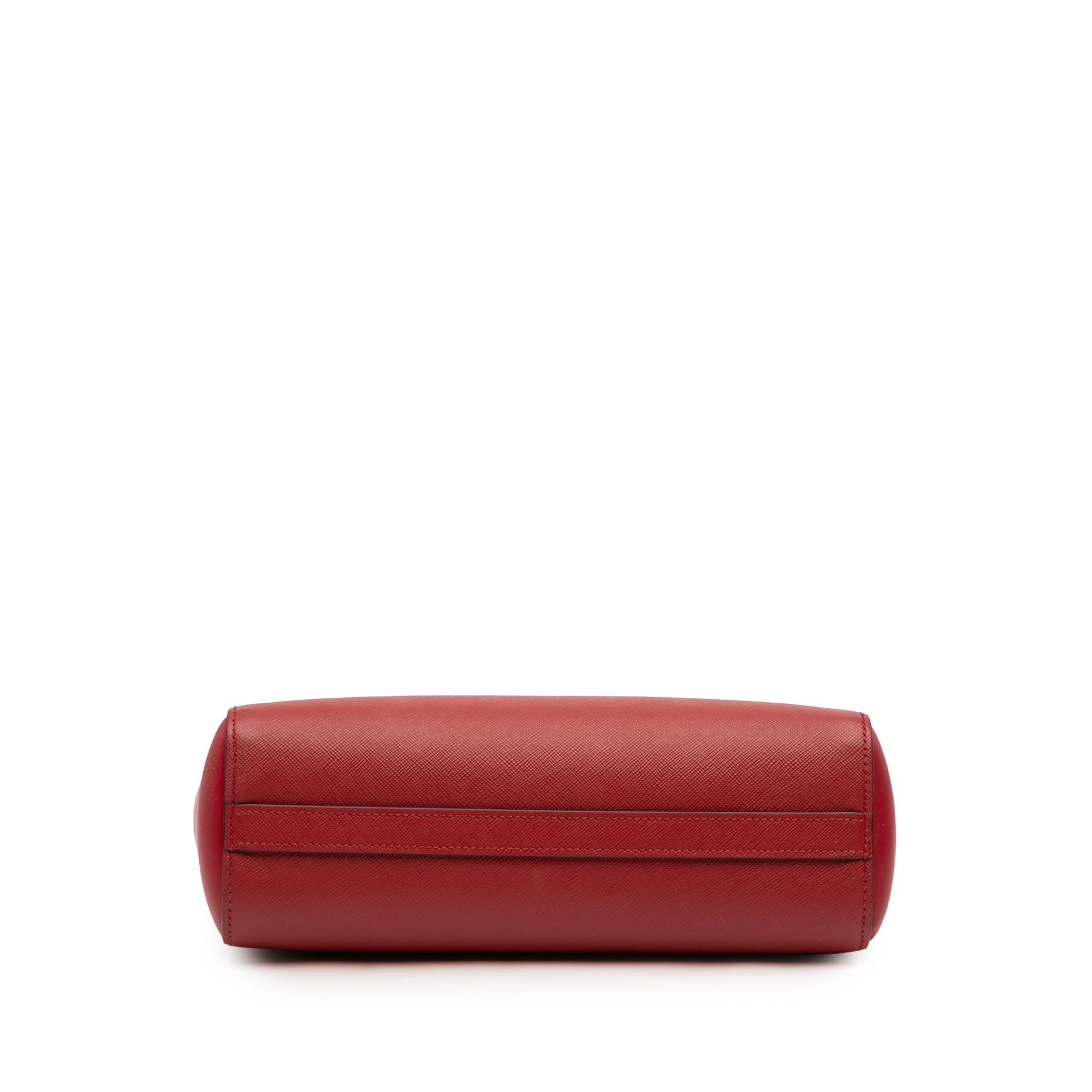 Prada Soft Calf Trimmed Saffiano Lux Zip Convertible Tote