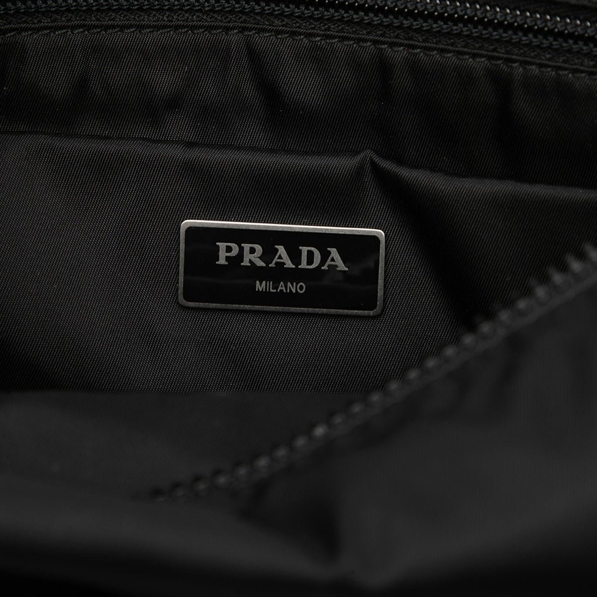 Prada Soft Calf Trimmed Tessuto Double Buckle Belt Bag