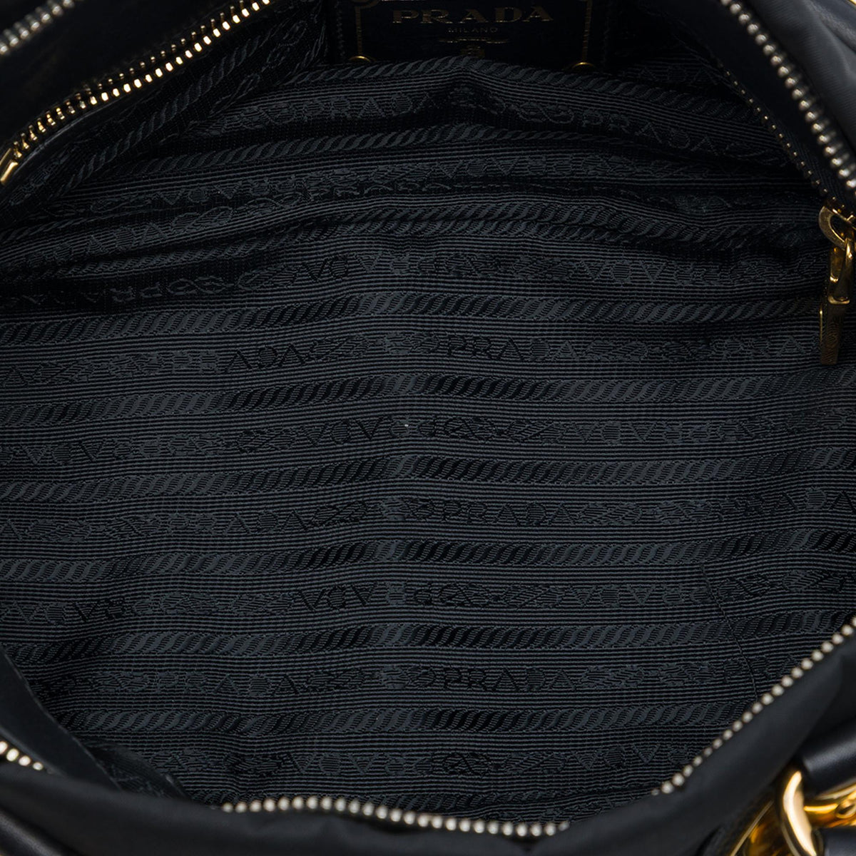 Prada Soft Calf Trimmed Tessuto Satchel
