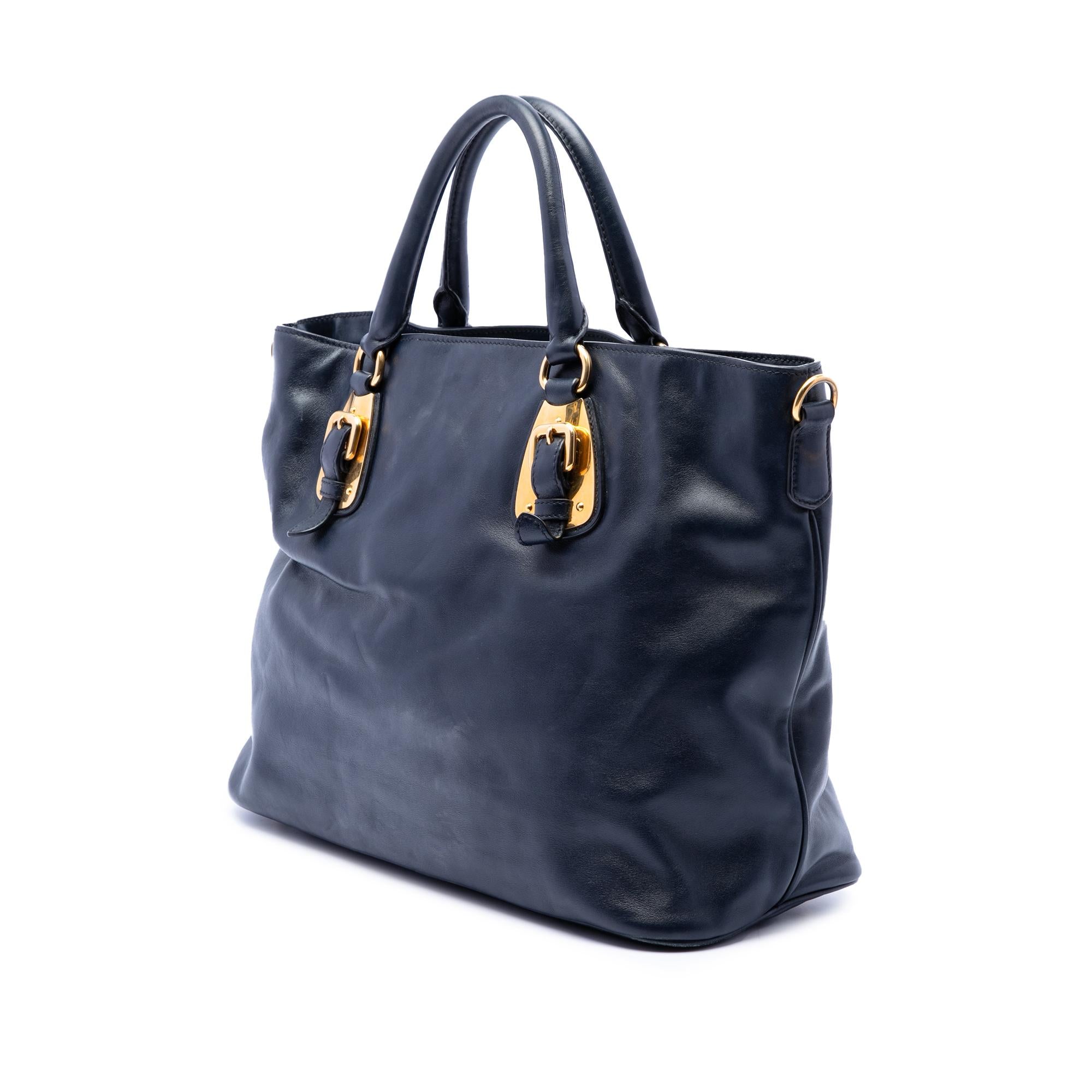 Prada Soft Calfskin Open Convertible Shopping Tote