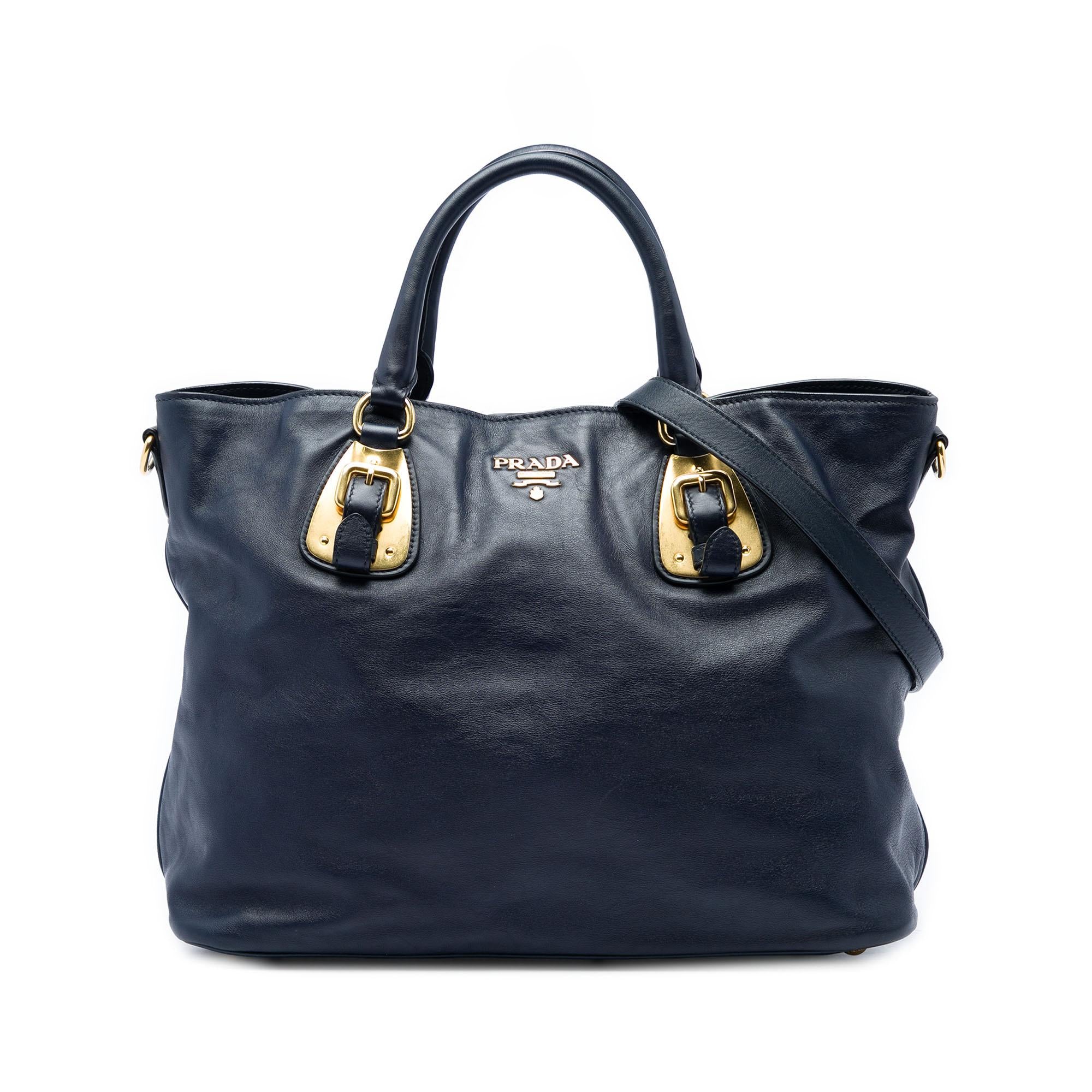 Prada Soft Calfskin Open Convertible Shopping Tote