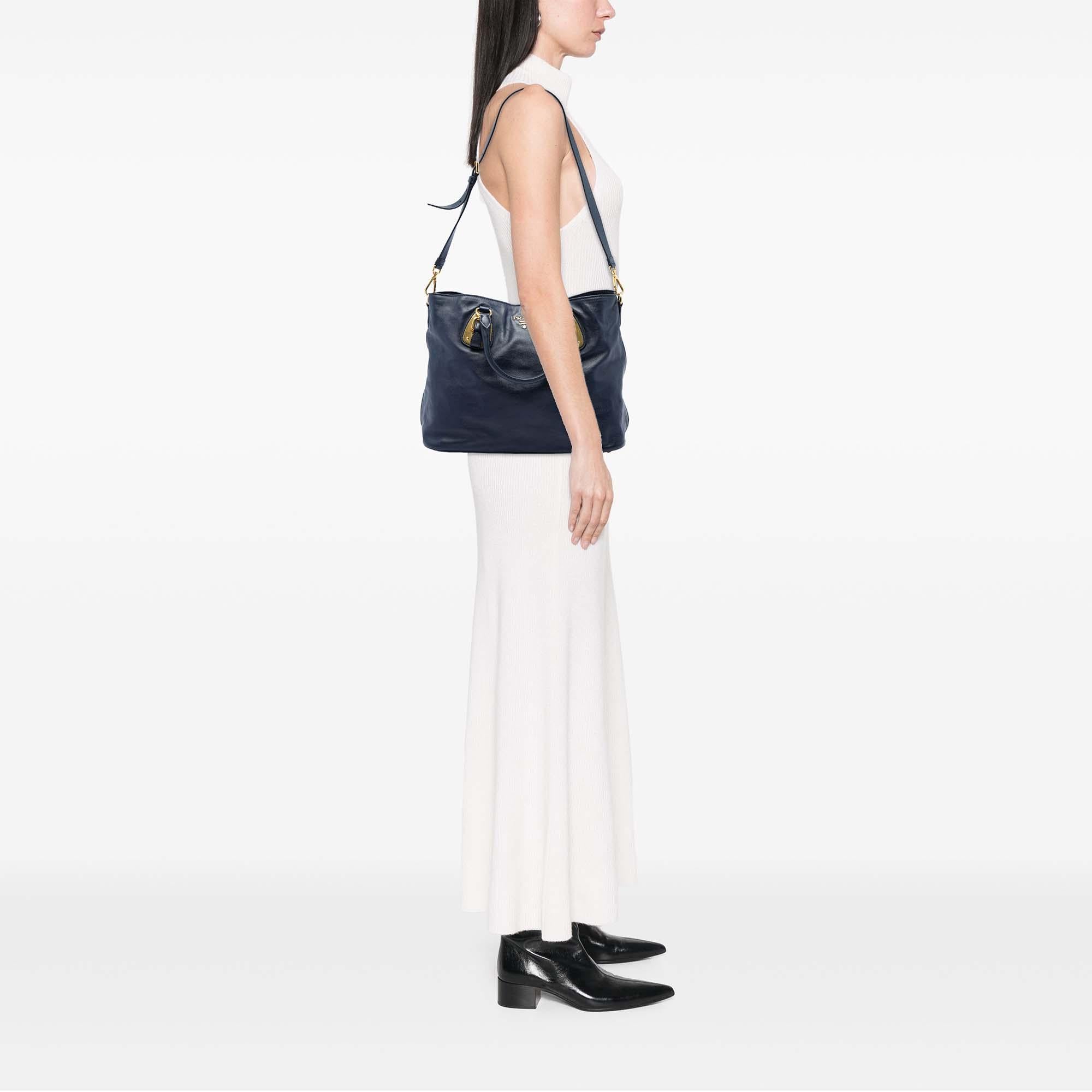 Prada Soft Calfskin Open Convertible Shopping Tote