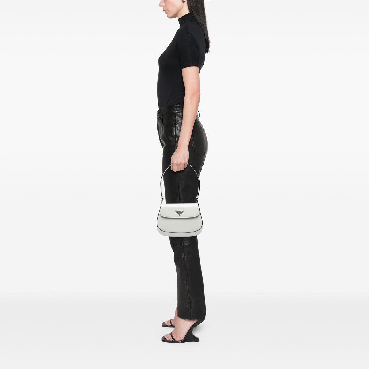 Prada Spazzolato Leather Cleo Flap Shoulder Bag