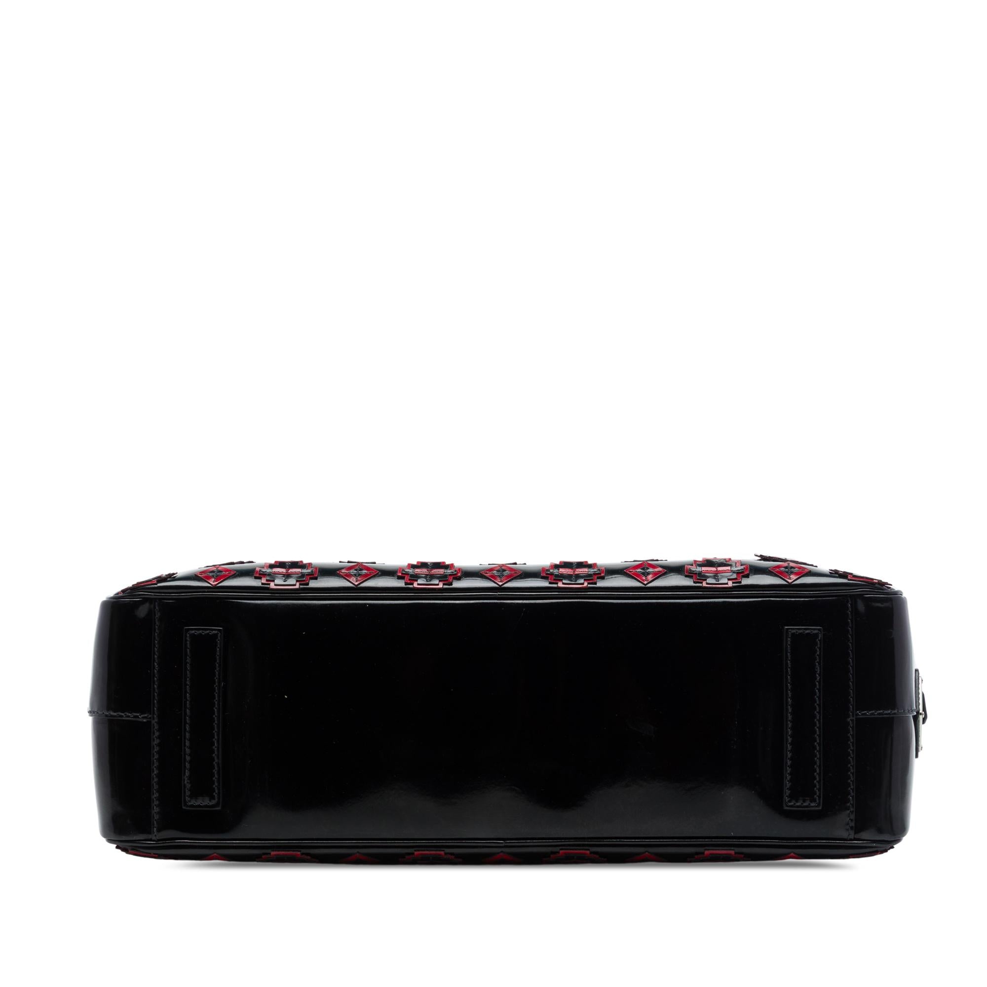 Prada Spazzolato Leather Geometric Applique Briefcase