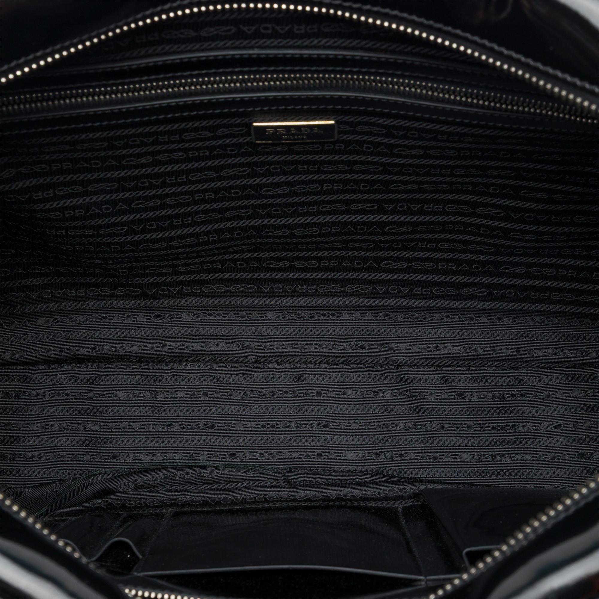 Prada Spazzolato Leather Geometric Applique Briefcase