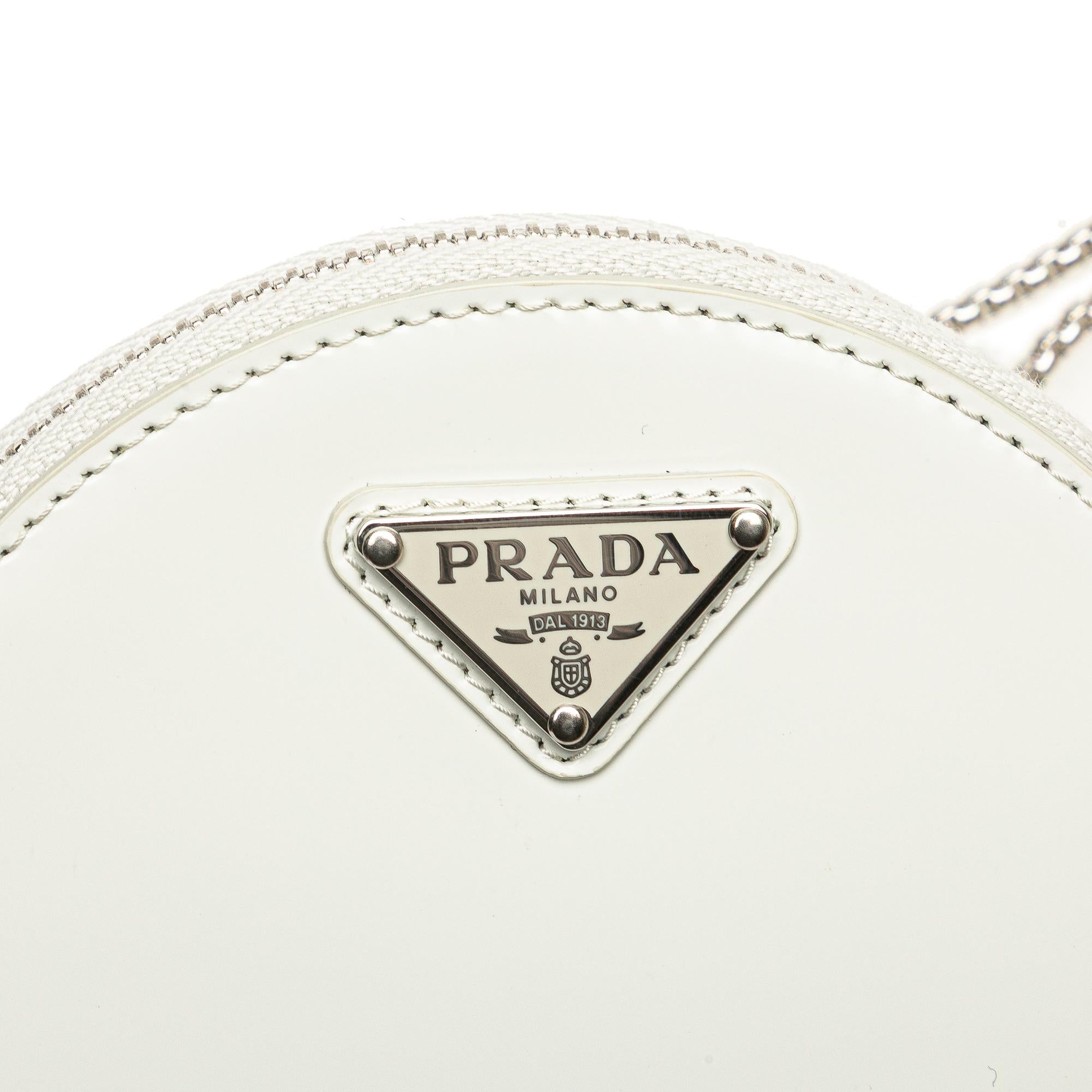 Prada Spazzolato Round Chain Coin Crossbody