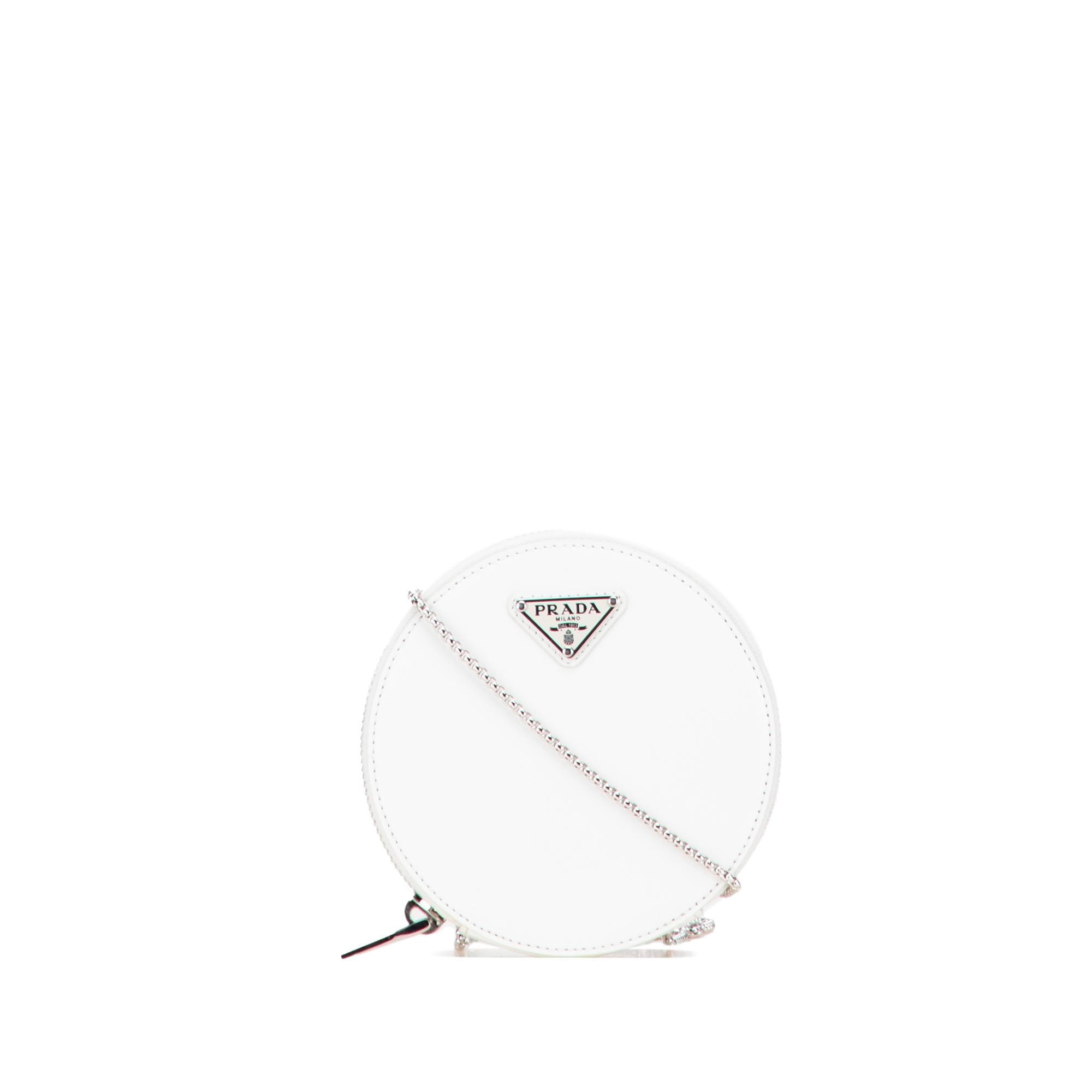 Prada Spazzolato Round Chain Coin Crossbody