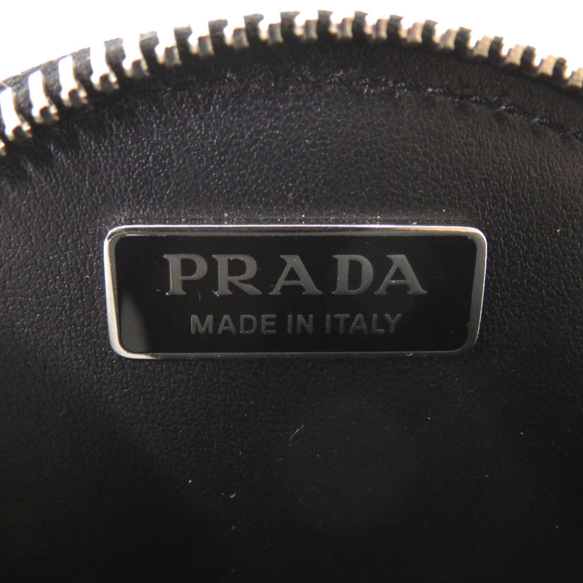 Prada Spazzolato Round Chain Coin Crossbody