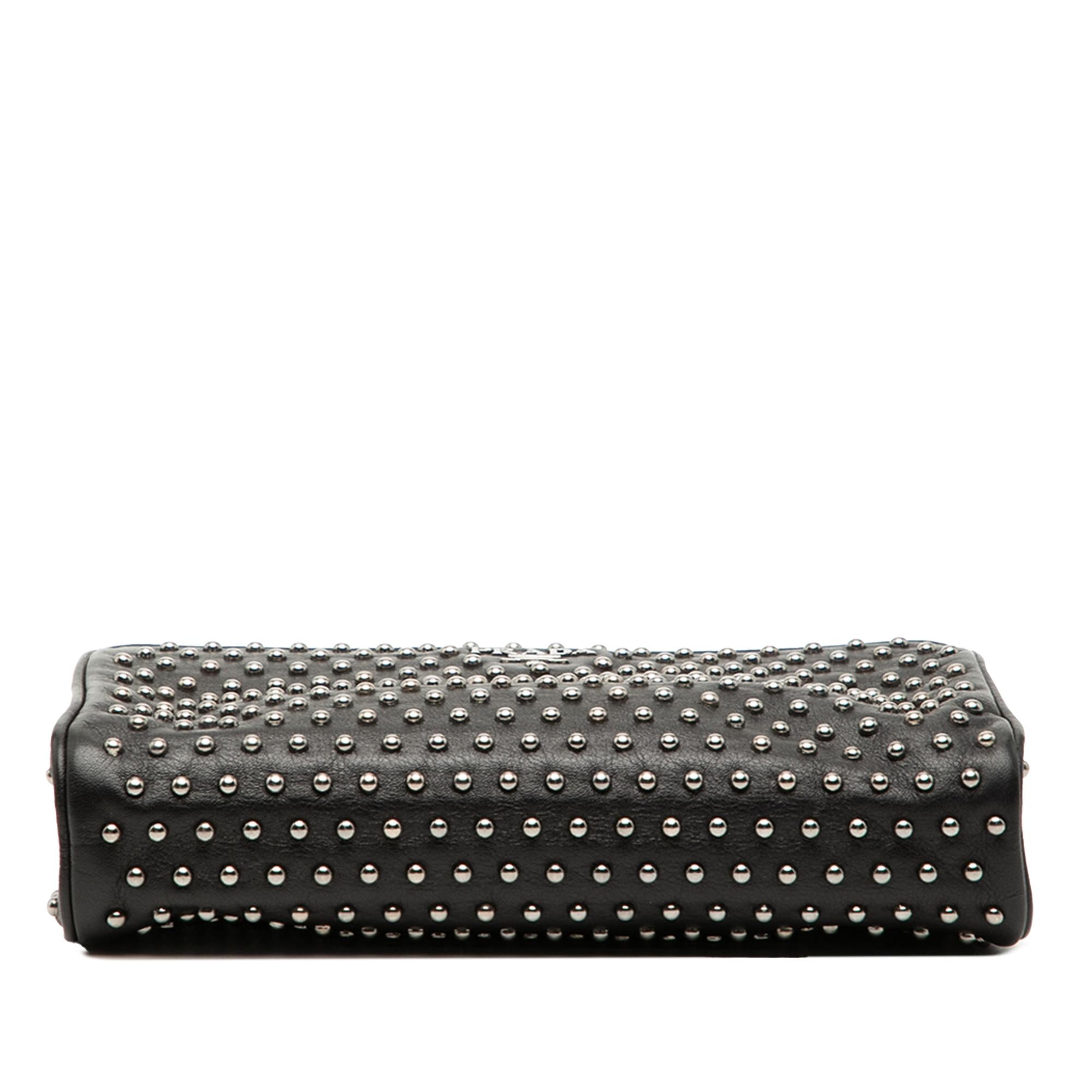 Prada Studded Leather Clasp Clutch