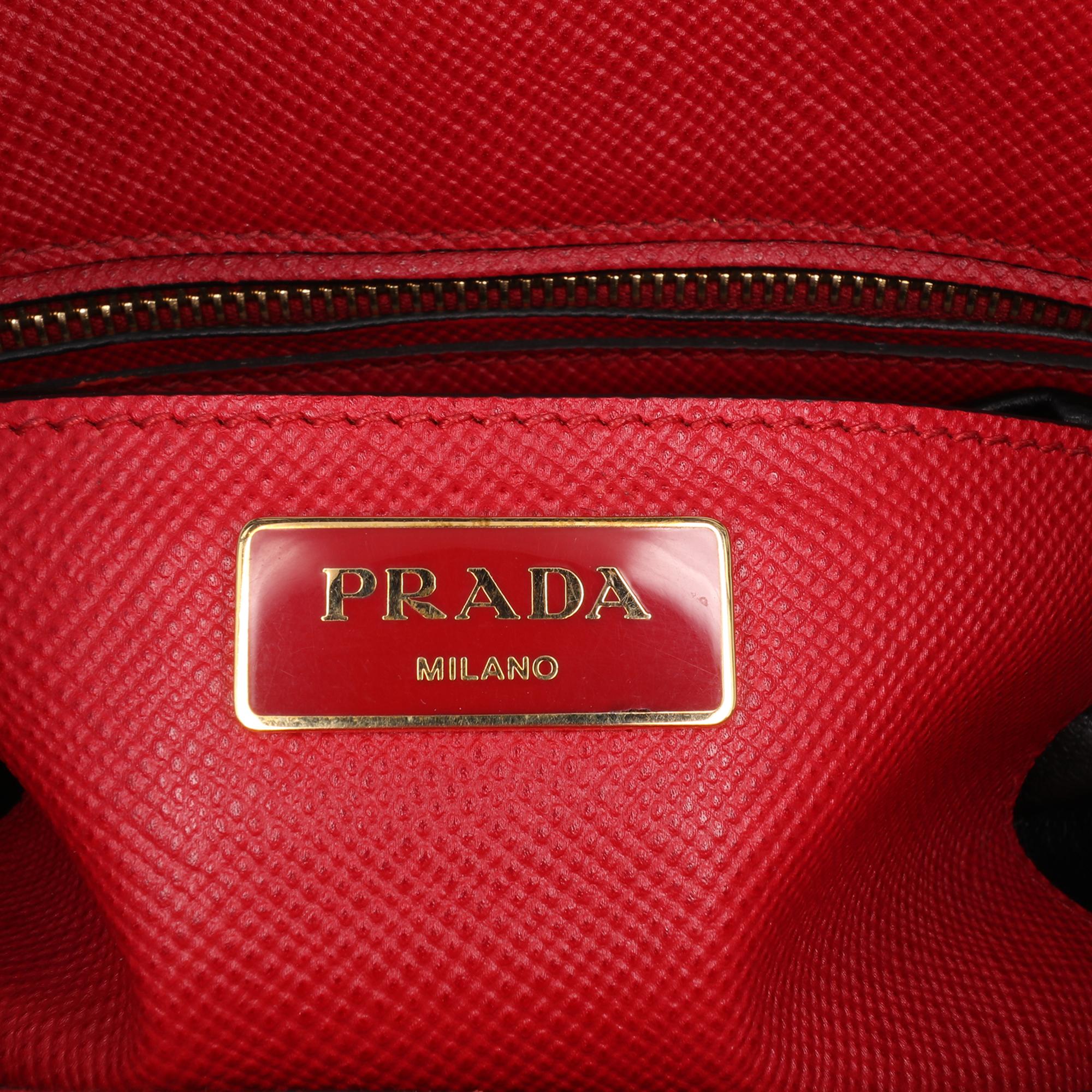 Prada Studded Saffiano Cuir Promenade Satchel