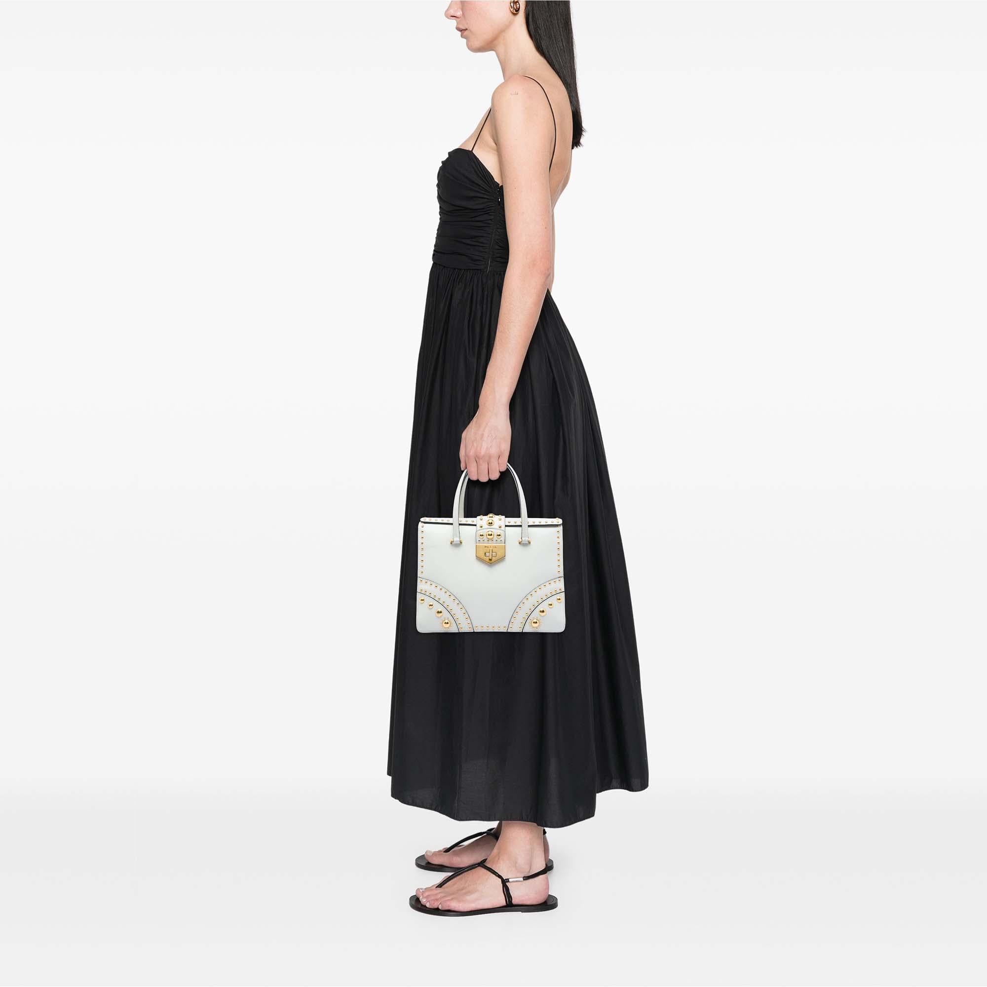 Prada Studded Saffiano Turnlock Handbag